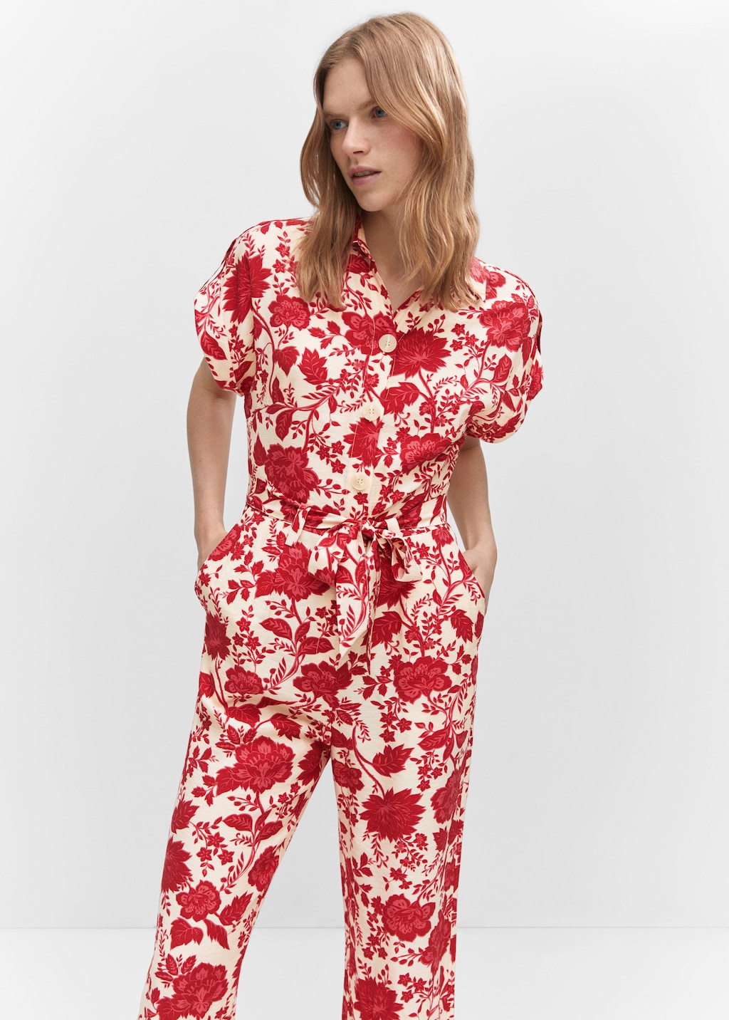 Mango long printed jumpsuit sales
