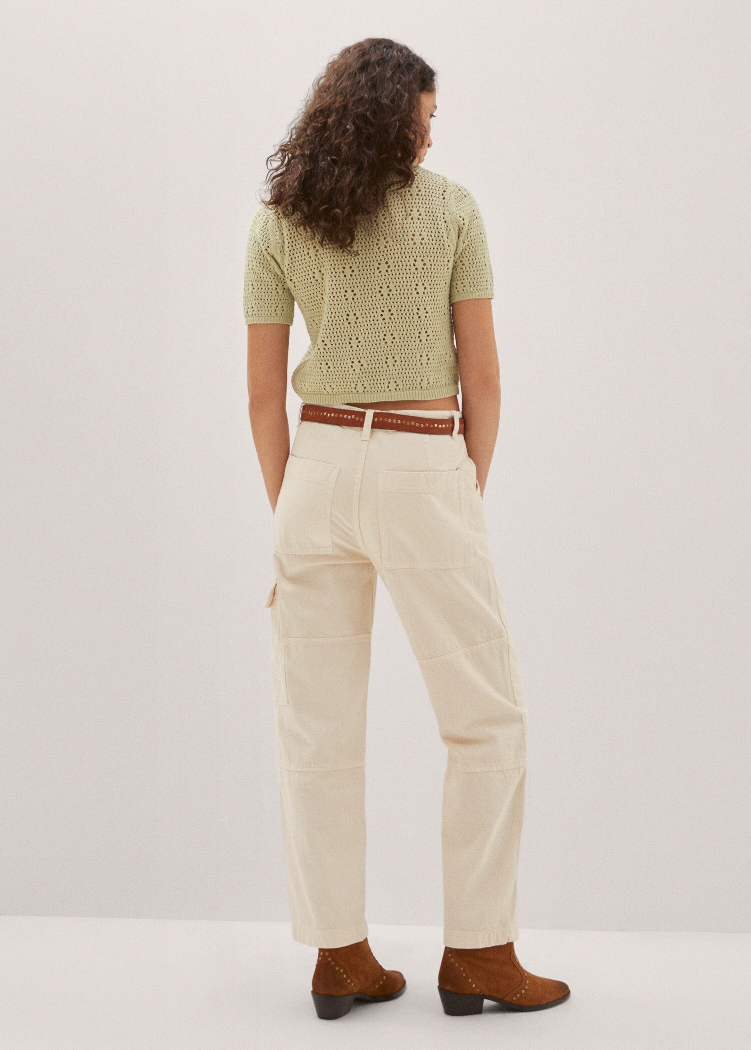 Pull-over maille ajourée col polo - Verso de l’article