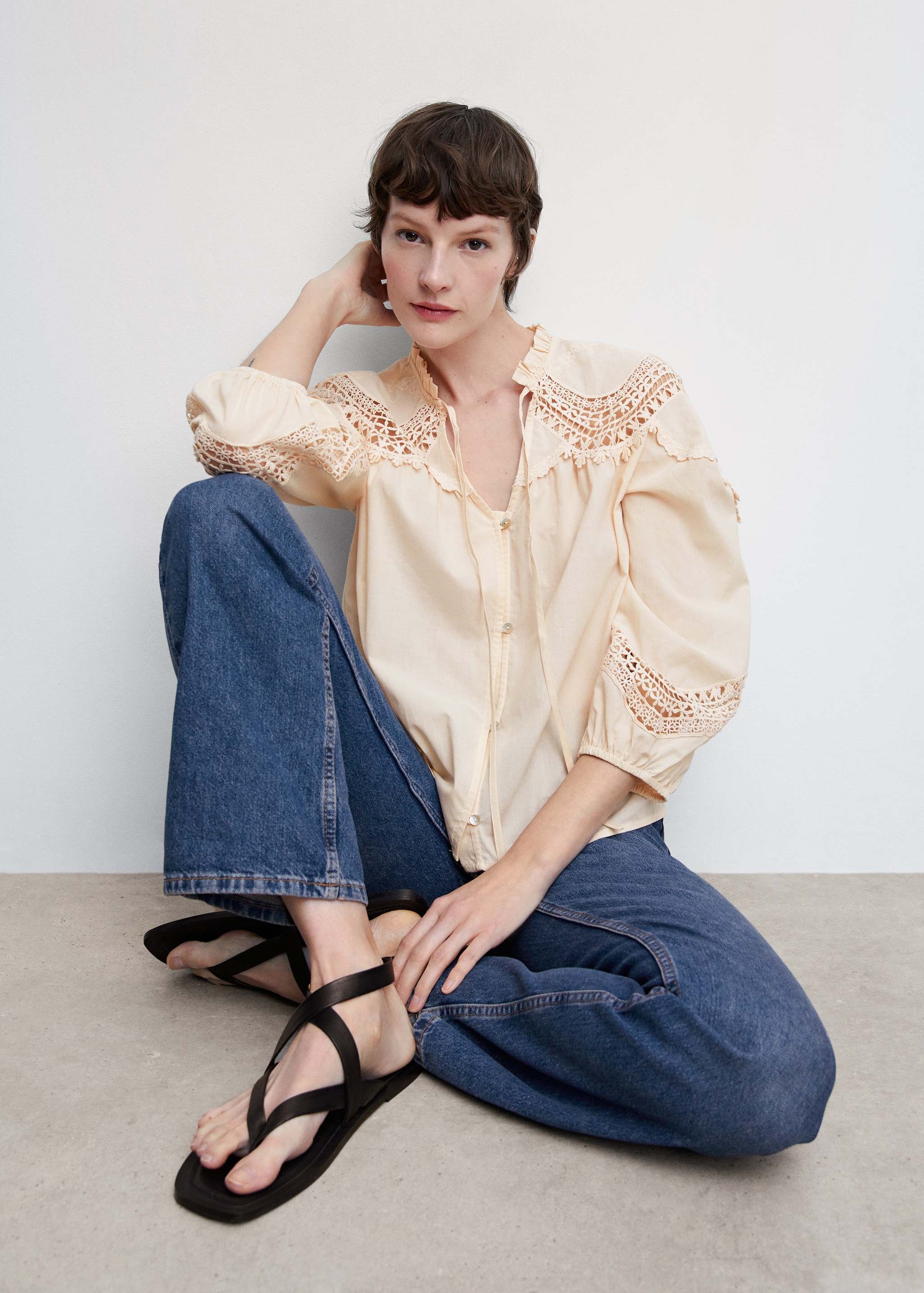 Embroidered cord blouse - Details of the article 2