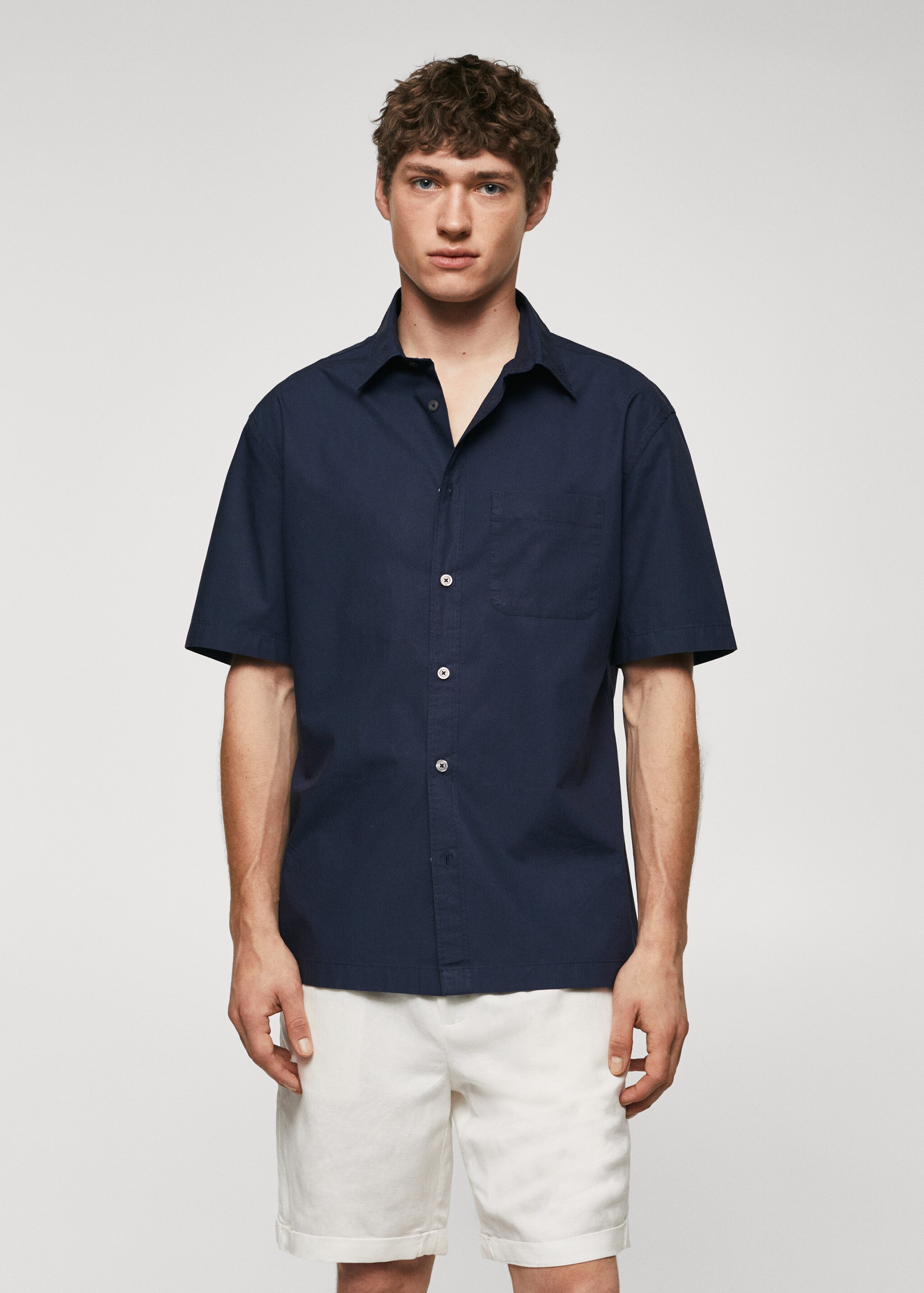 Regular-fit cotton short-sleeved shirt - Medium plane