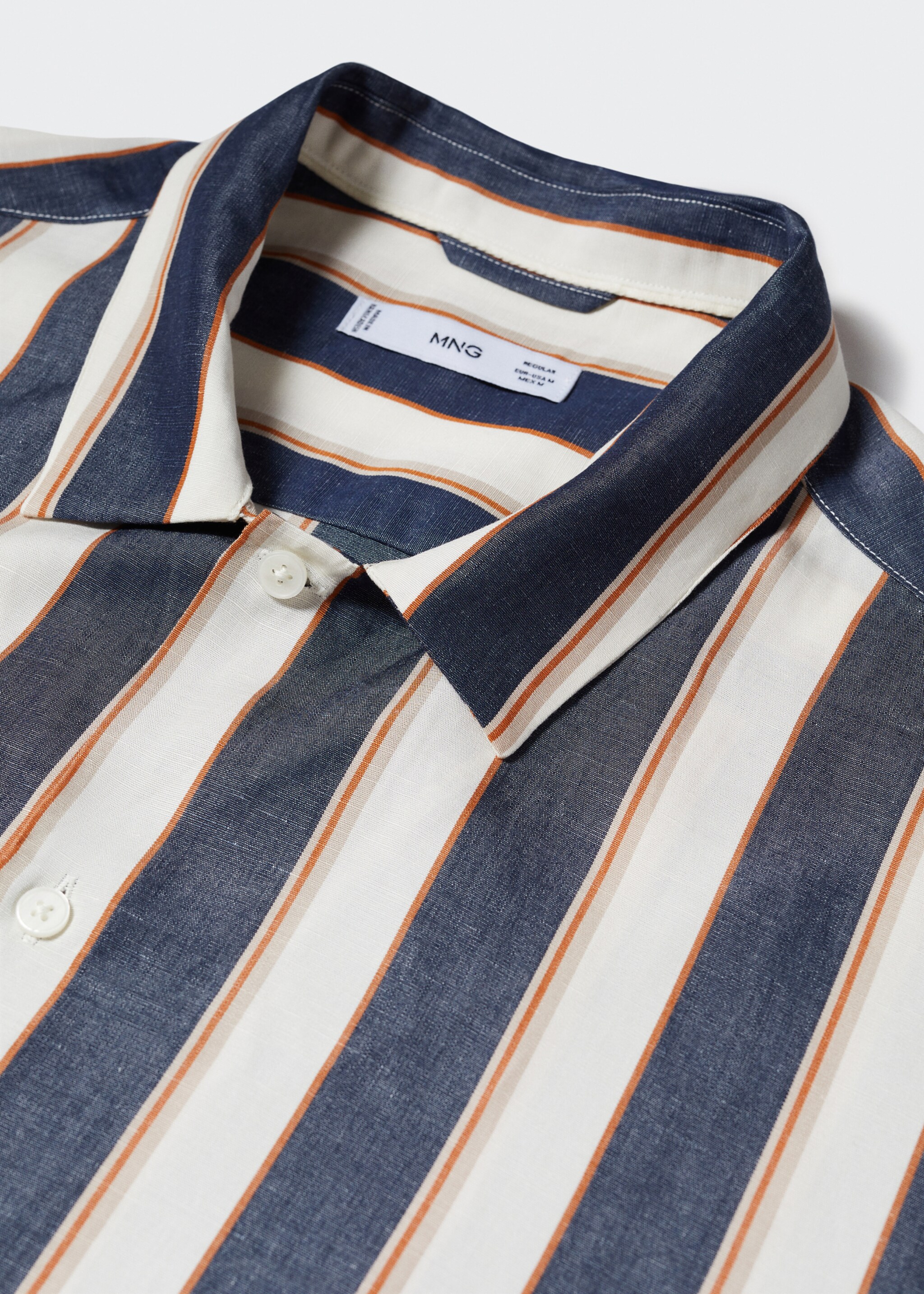 Short sleeve striped shirt - Details of the article 8, Dark Navy. Ref: 47047822-00.
