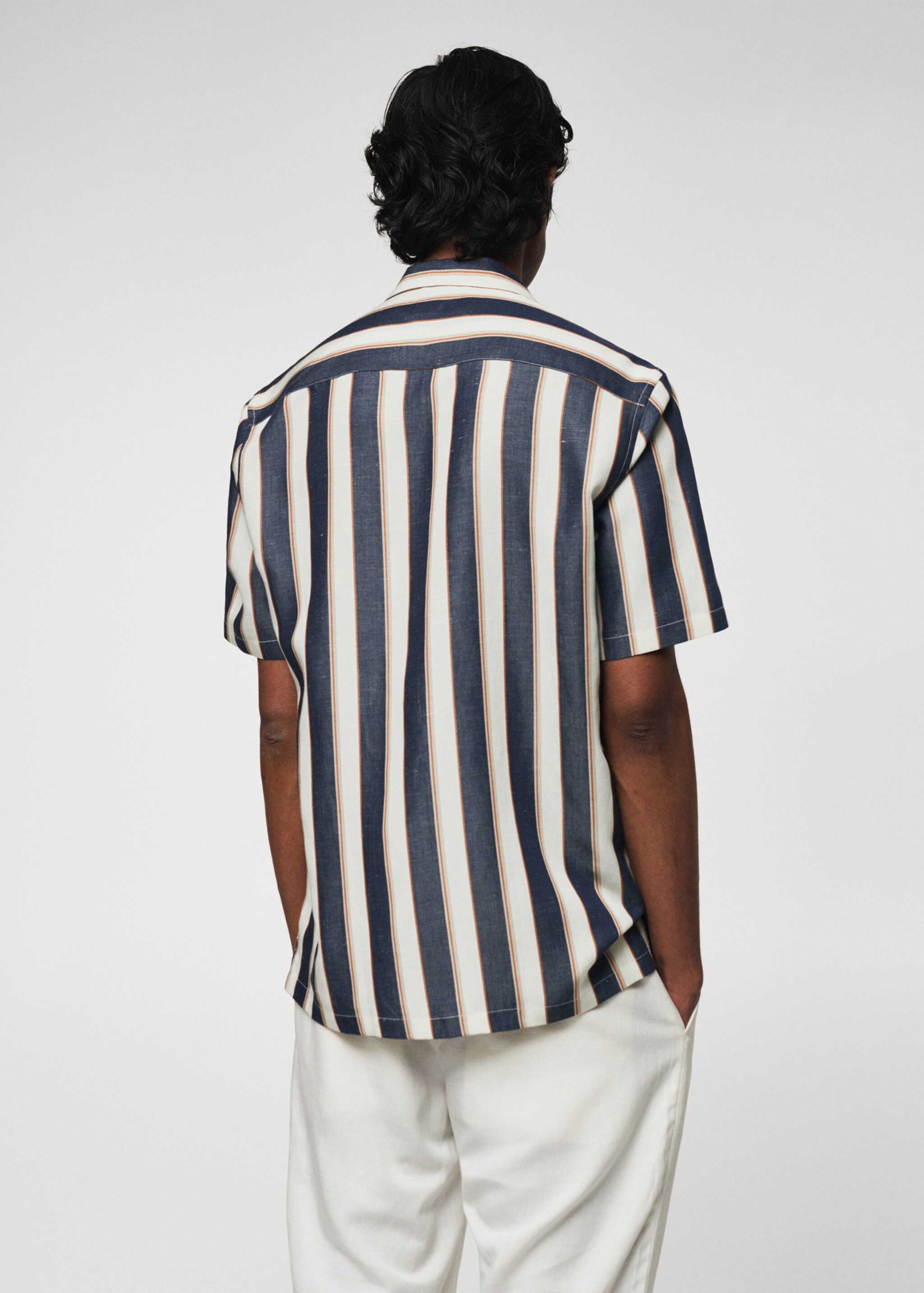 Short sleeve striped shirt - Reverse of the article, Dark Navy. Ref: 47047822-00.