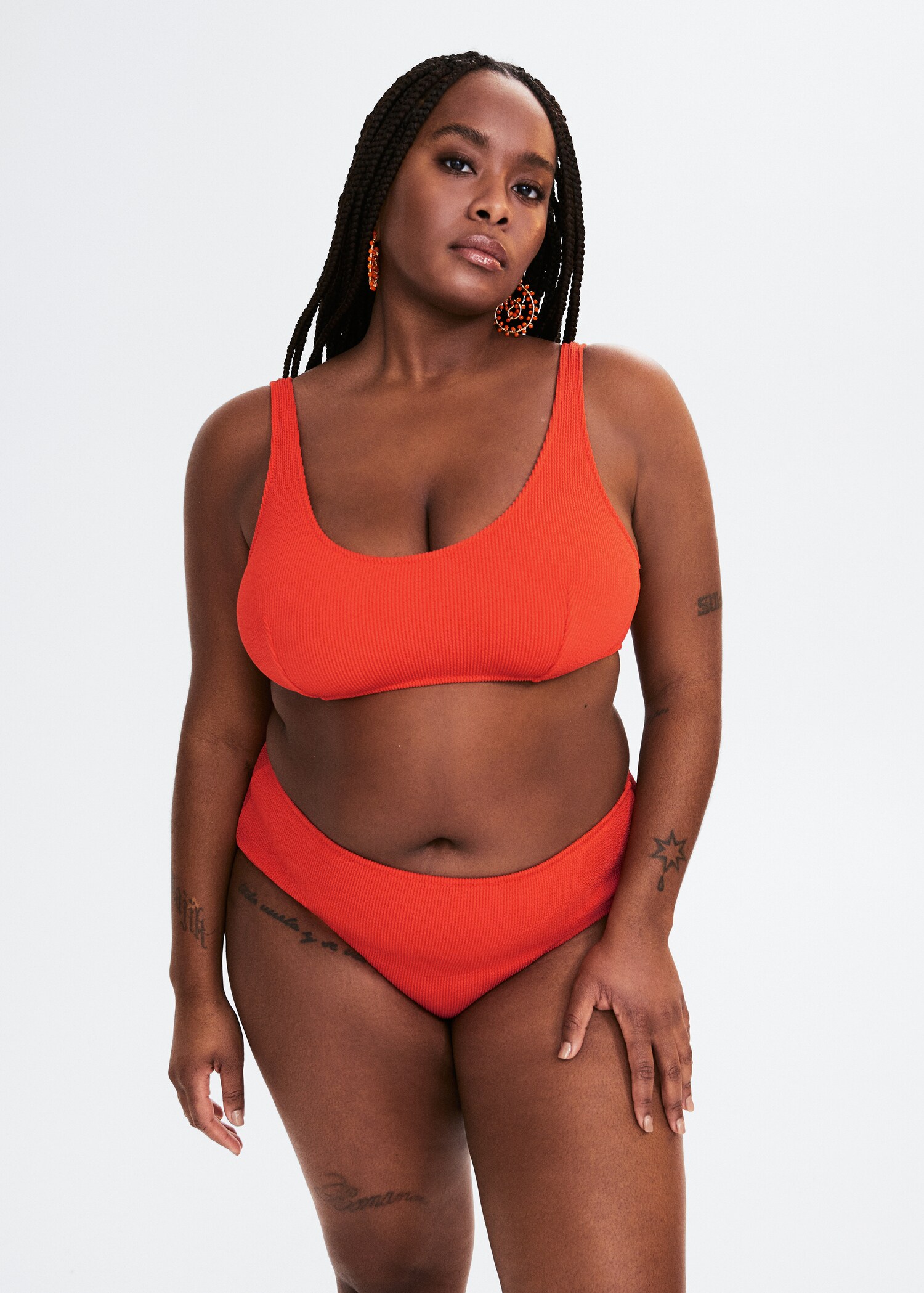 High-waist textured bikini bottoms - Medium plane
