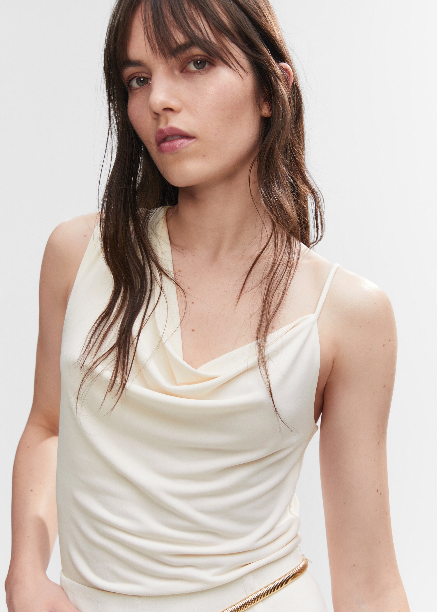 Asymmetrical top with draped neckline - Details of the article 1