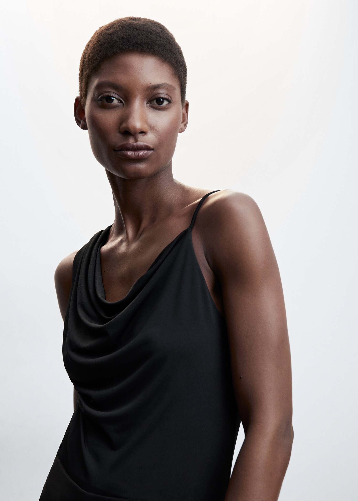 Asymmetrical top with draped neckline - Details of the article 1