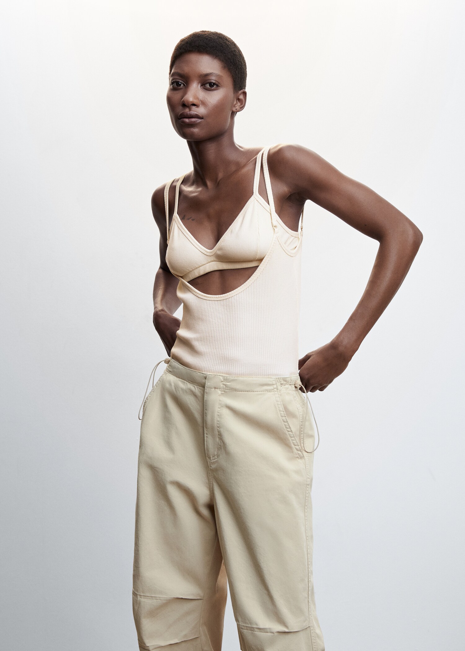 Combined knit top with opening - Medium plane