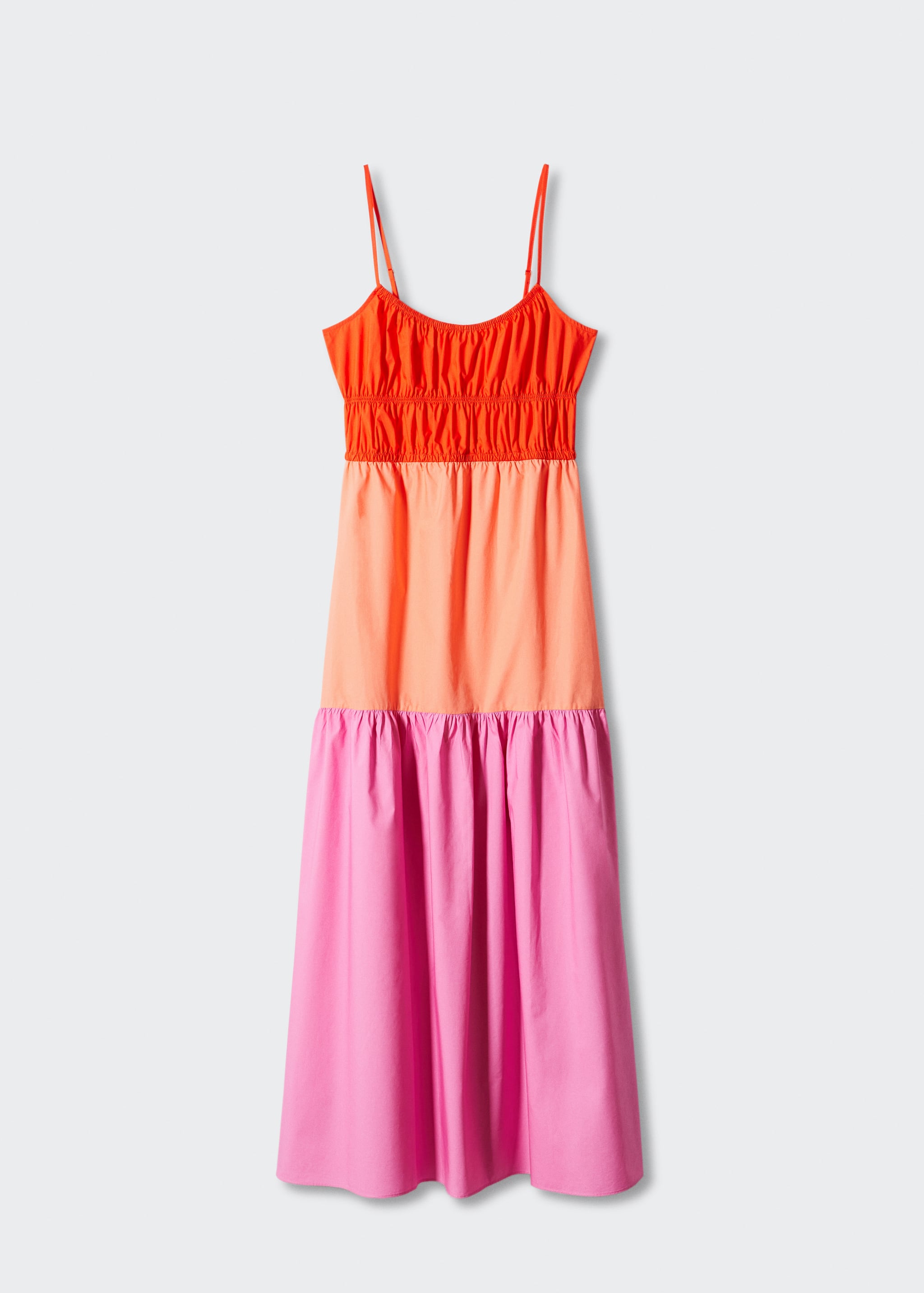 Dreifarbiges Kleid mit Raffdetails - Artikel ohne Model