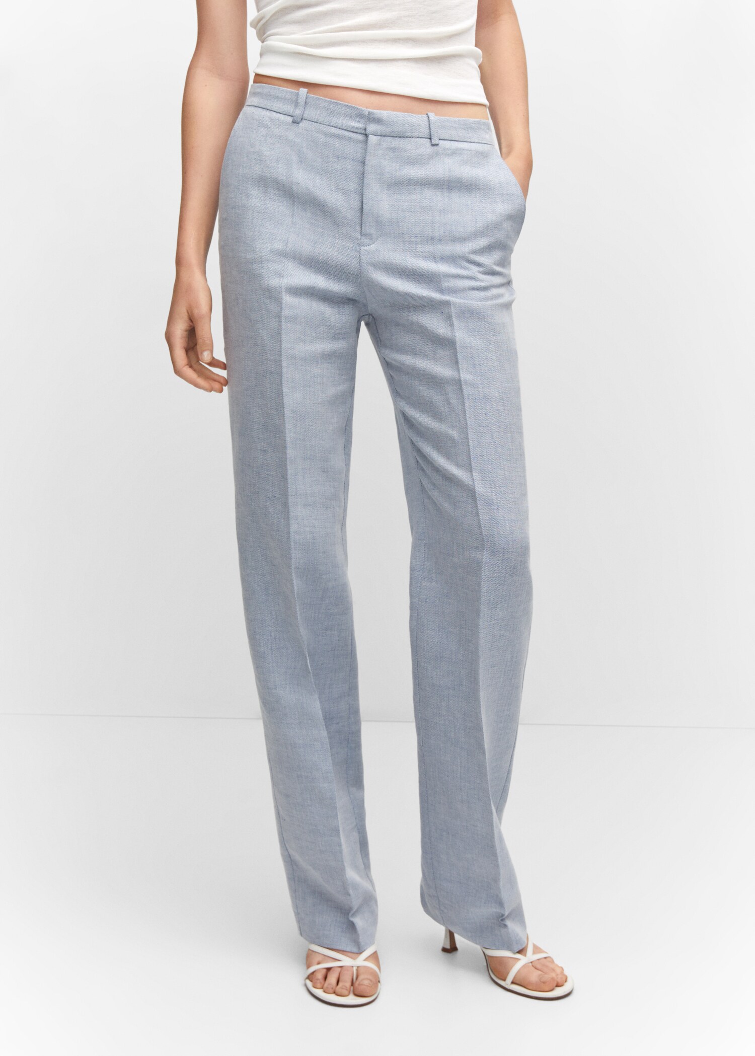 Pantalon lin texturé - Plan moyen