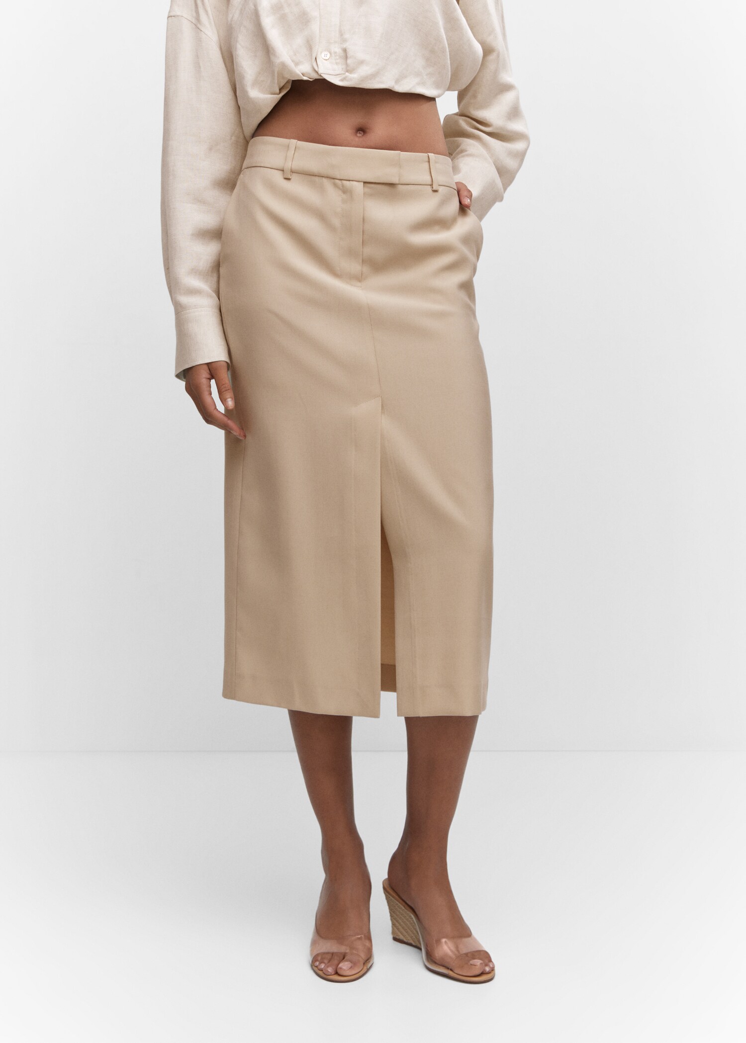 Lyocell skirt with slit - Medium plane