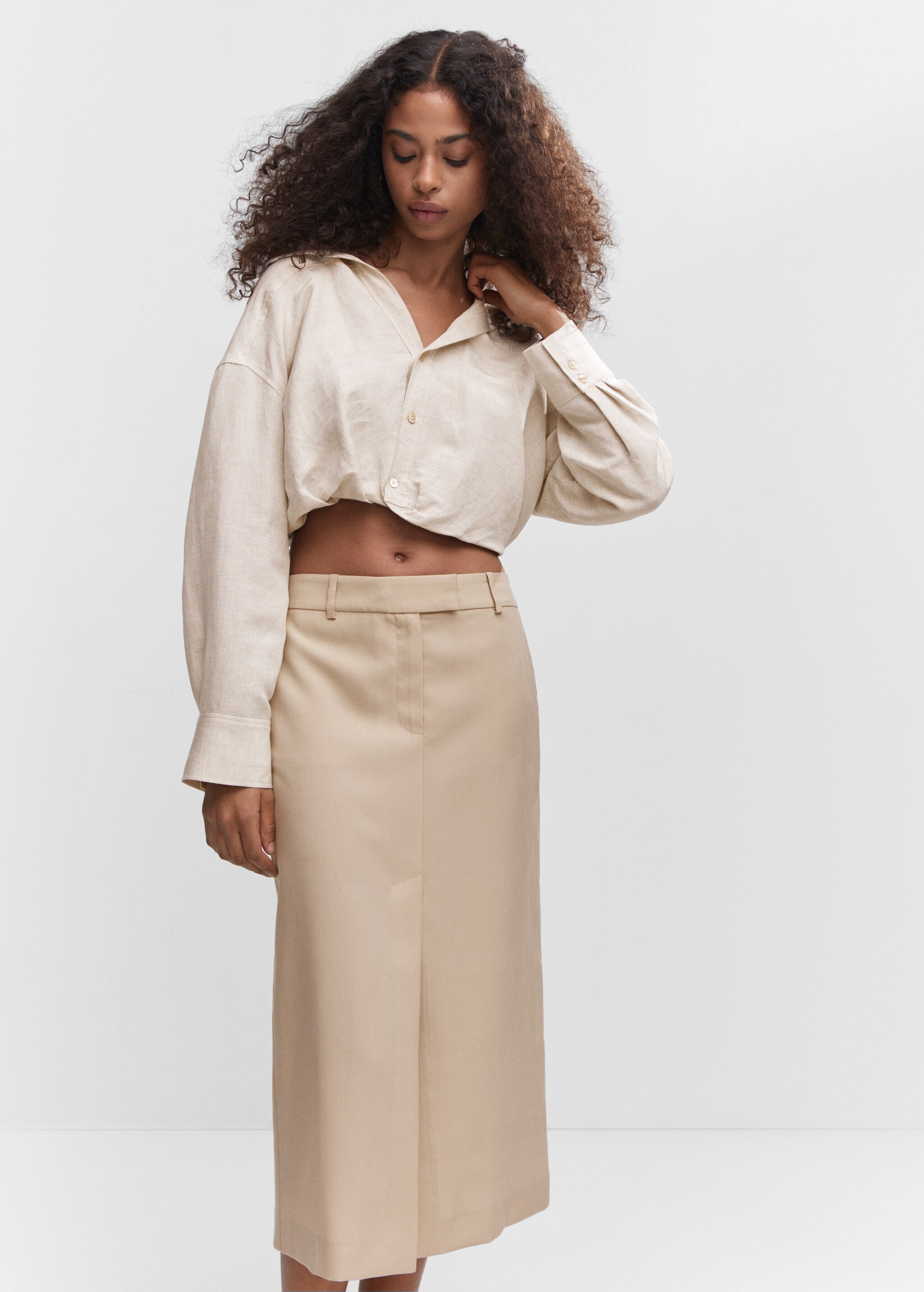 Lyocell skirt with slit - Details of the article 1