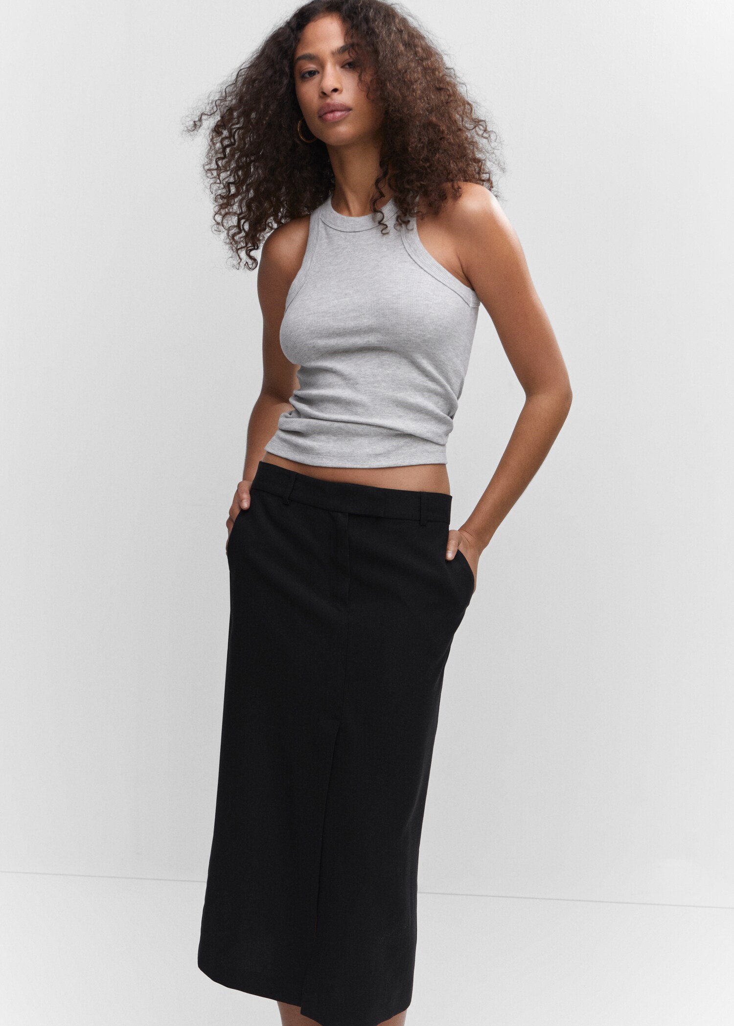 Lyocell skirt with slit - Details of the article 1