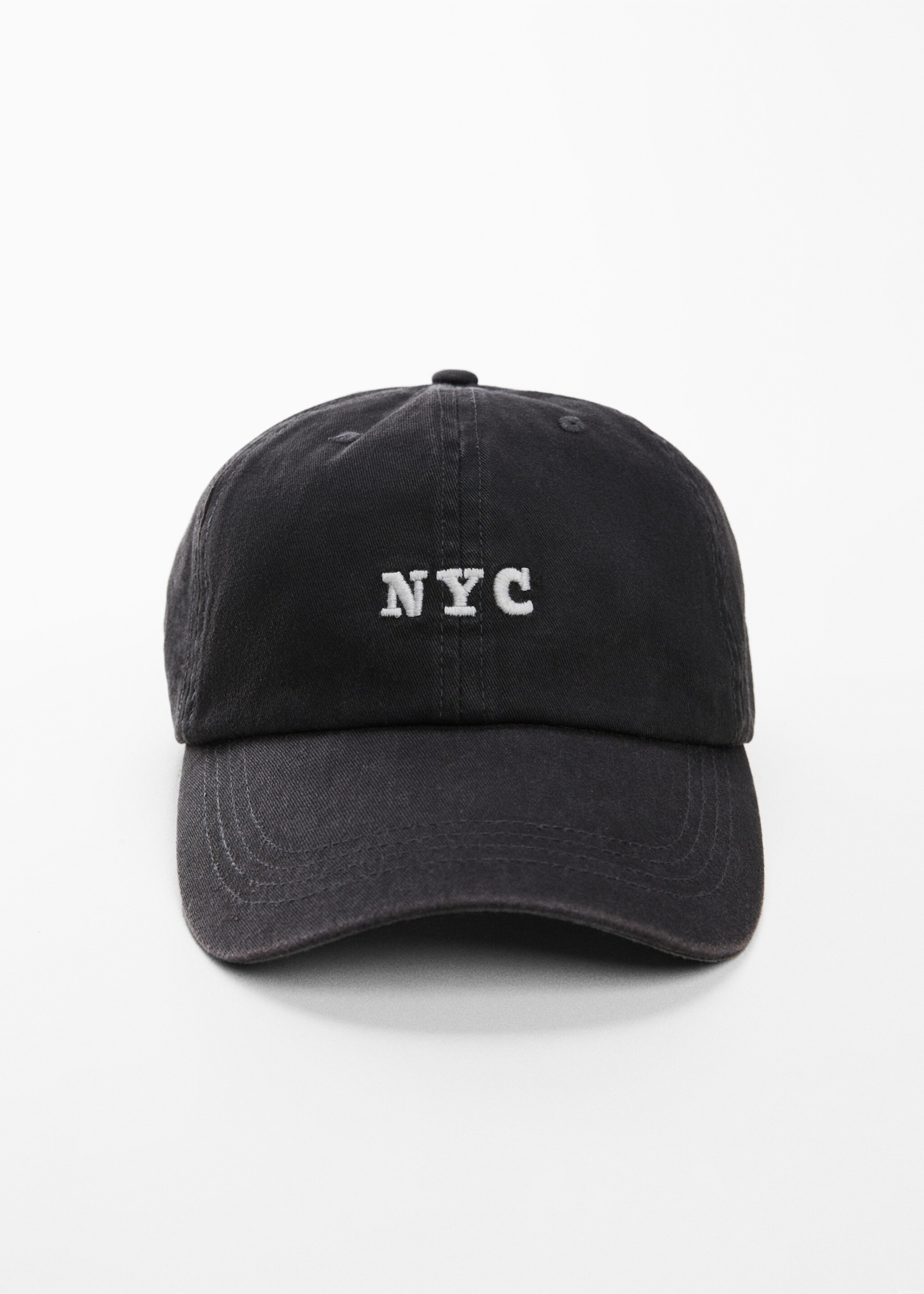 Embroidered detail cap - Details of the article 1, Black. Ref: 47050067-00.