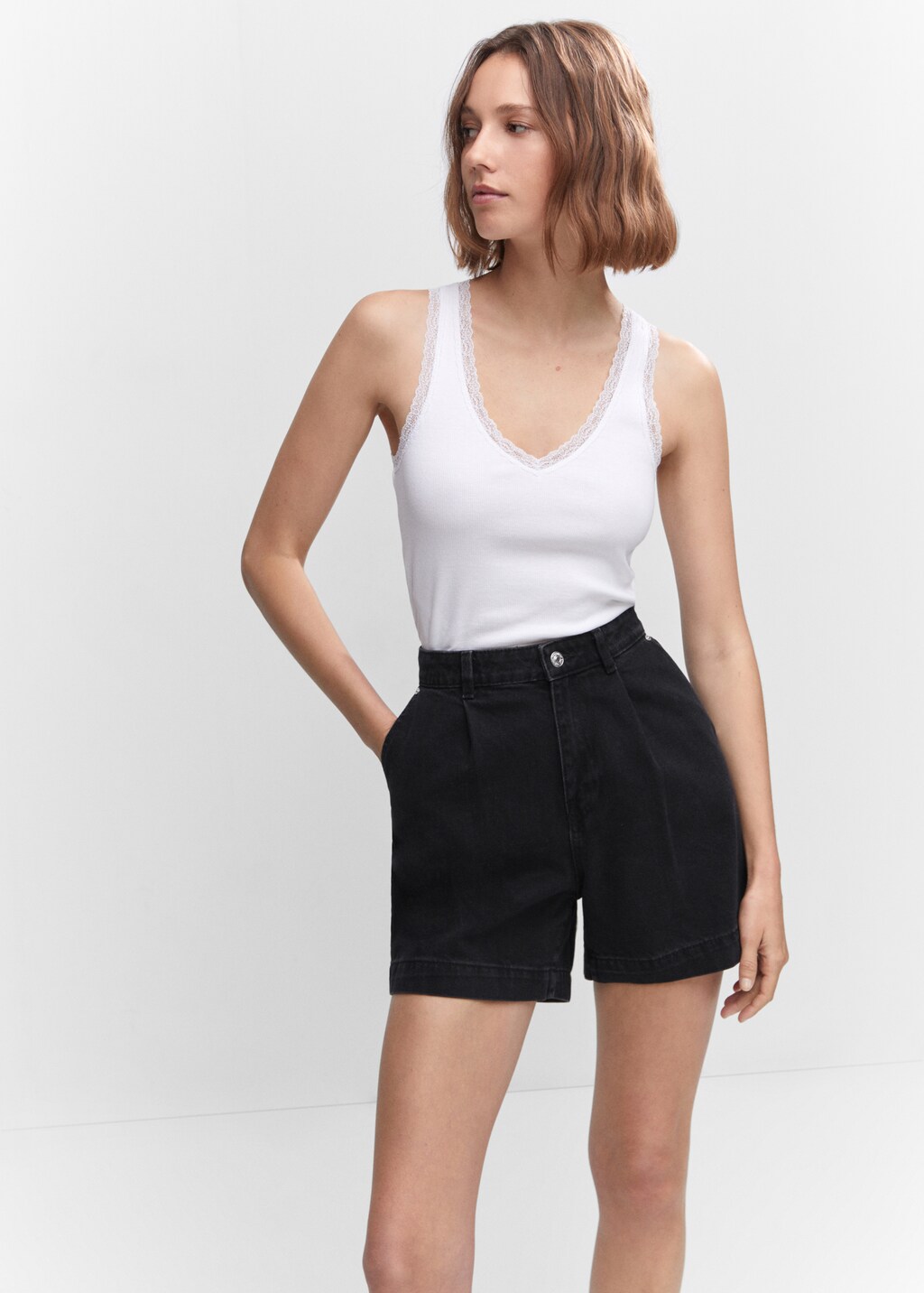 Black cotton shorts womens online