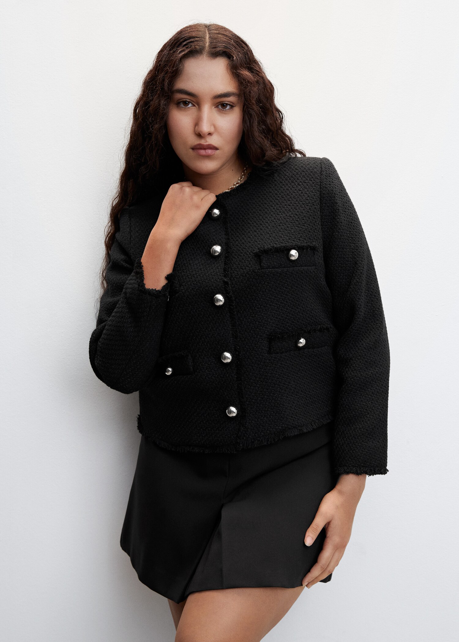 Chaqueta tweed bolsillos - Detalle del artículo 4