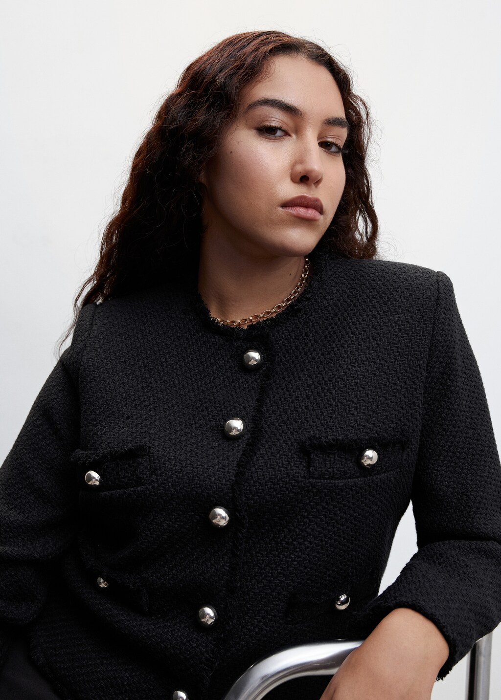 Mango black tweed jacket outlet