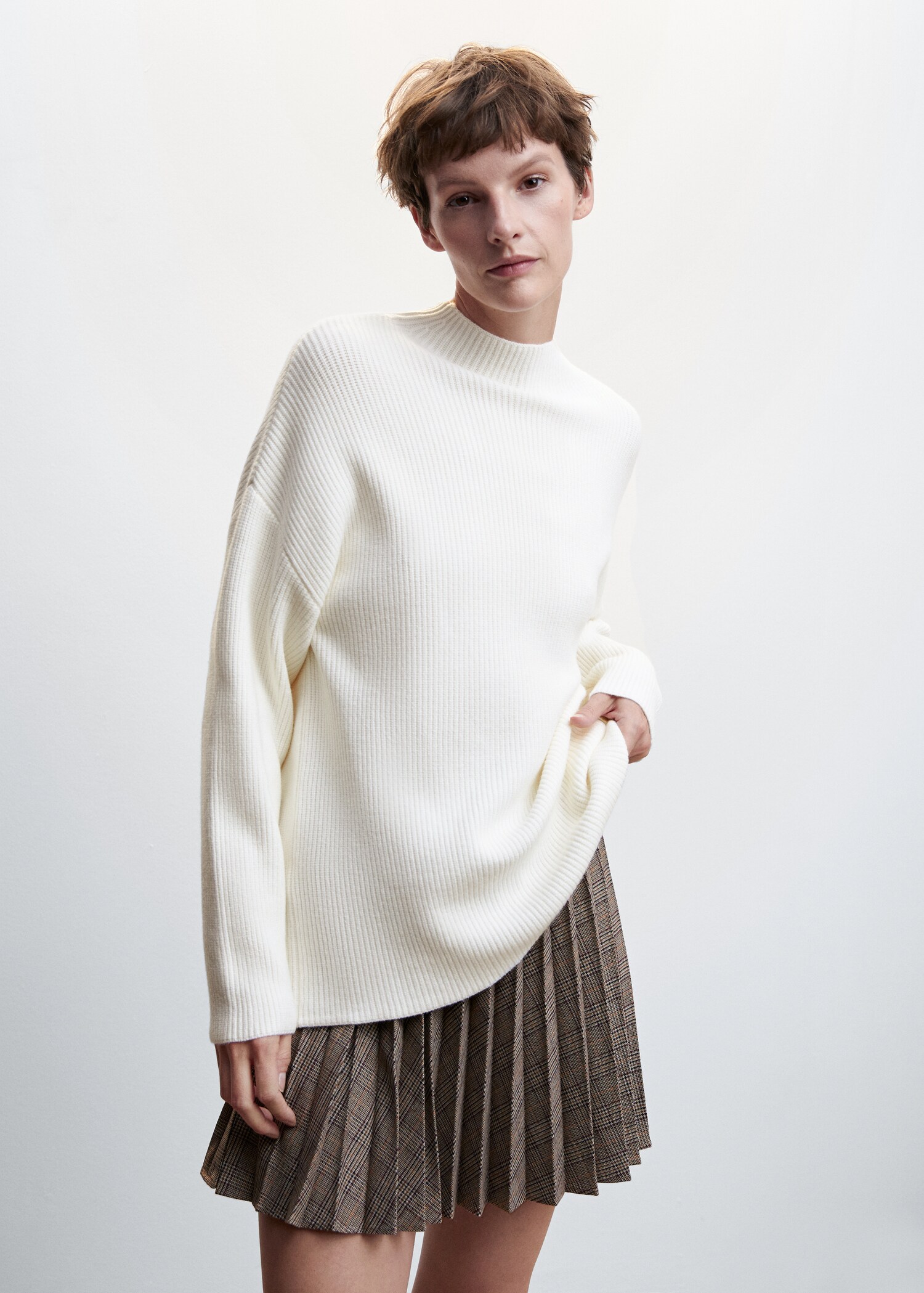 Perkins-neck rib-knit  sweater - Medium plane
