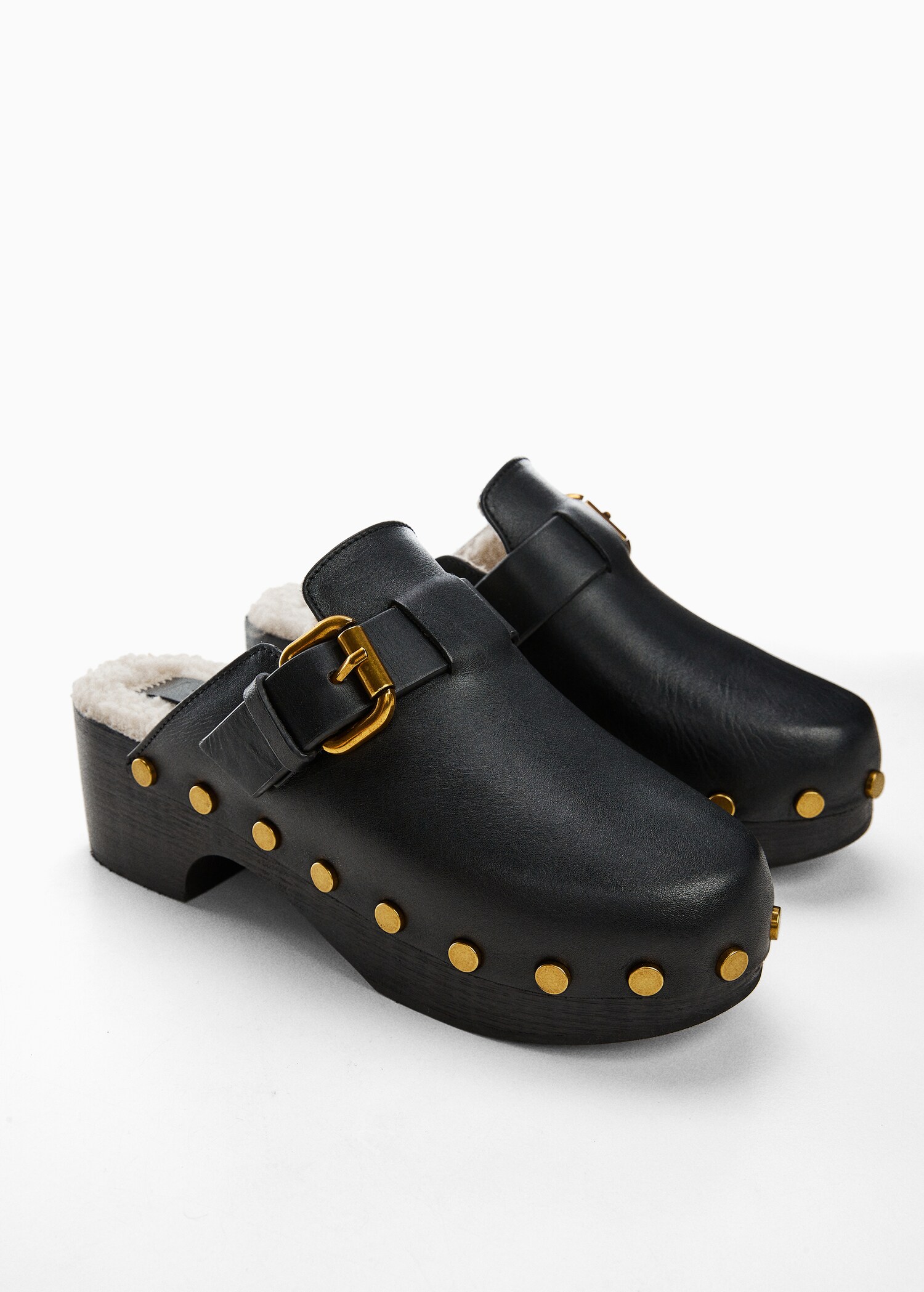 Sheepskin clogs with fur-effect lining - Medium plane