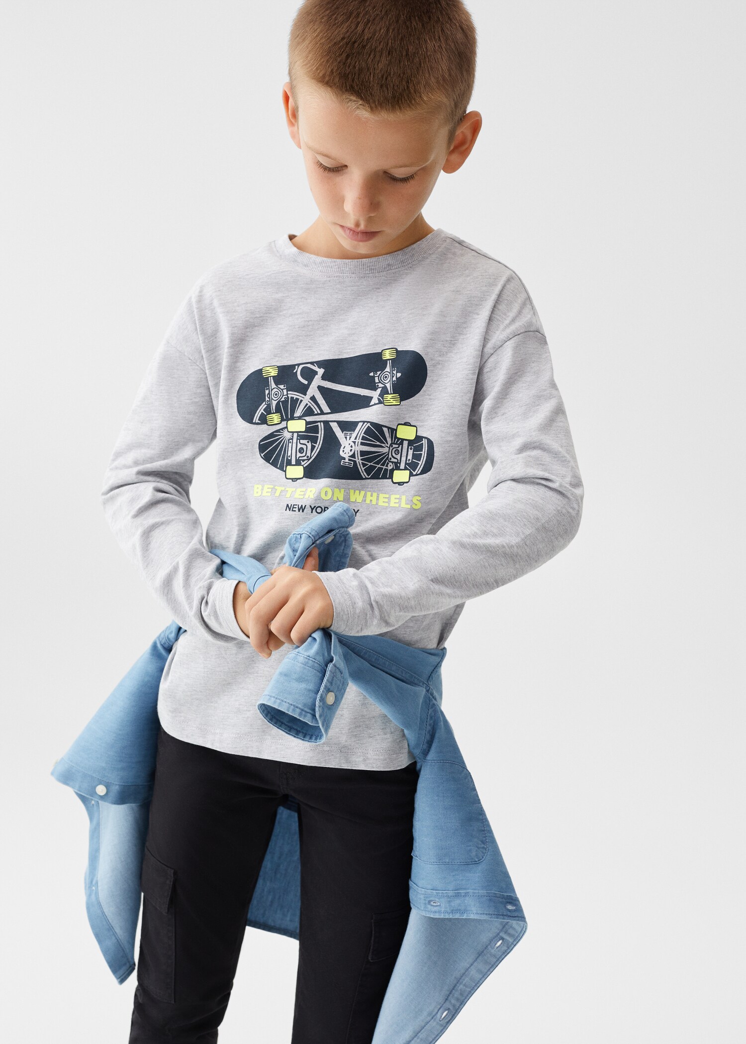 Camiseta manga larga estampada - Plano medio
