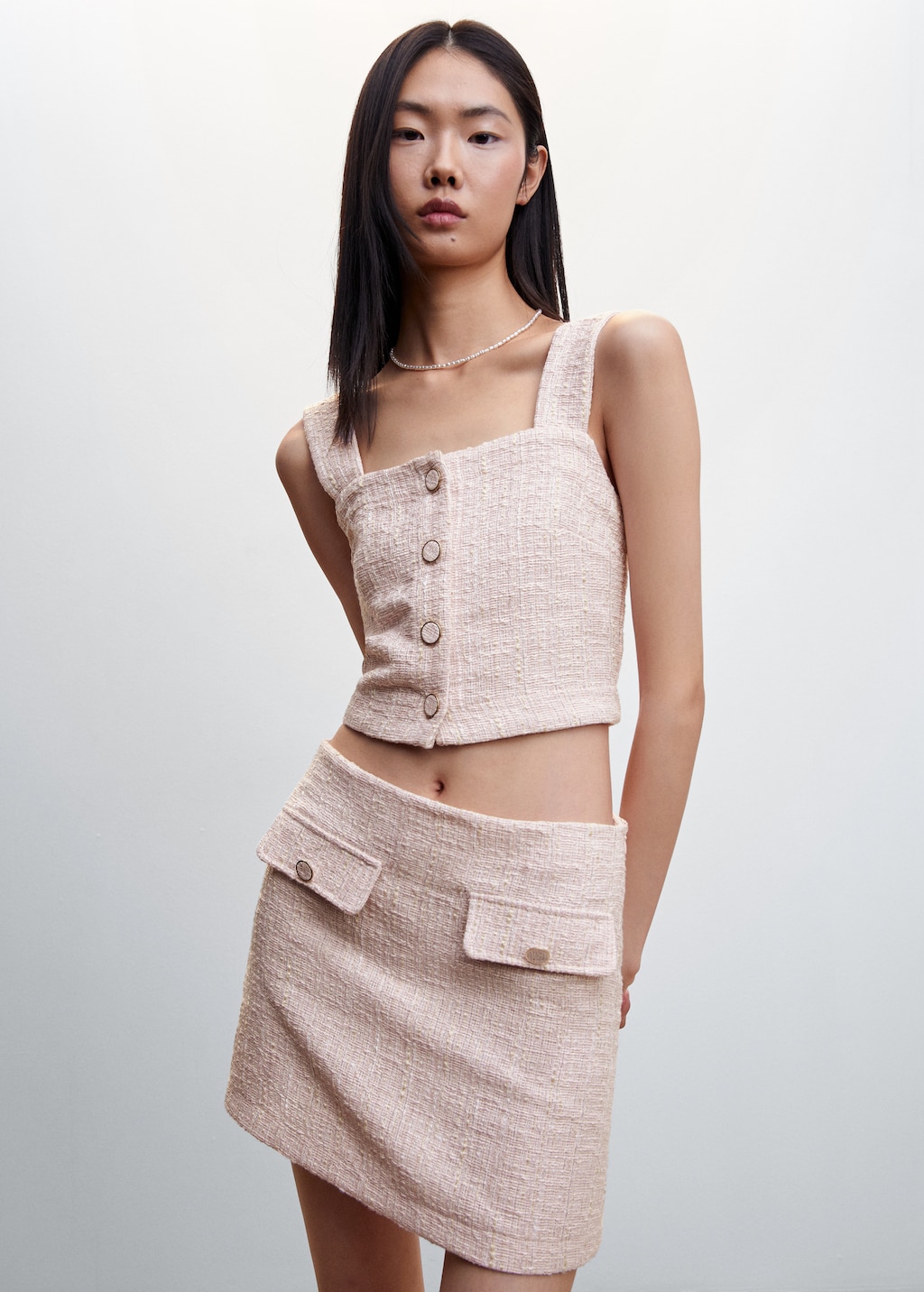 Buttoned tweed skirt Women MANGO OUTLET USA