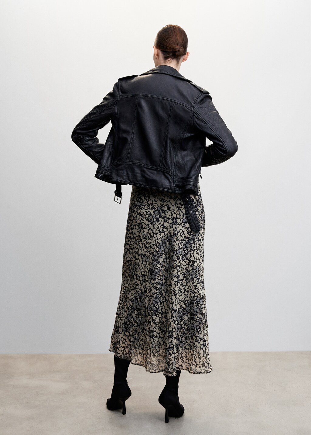 gibous leopard fake mouton setup skirt