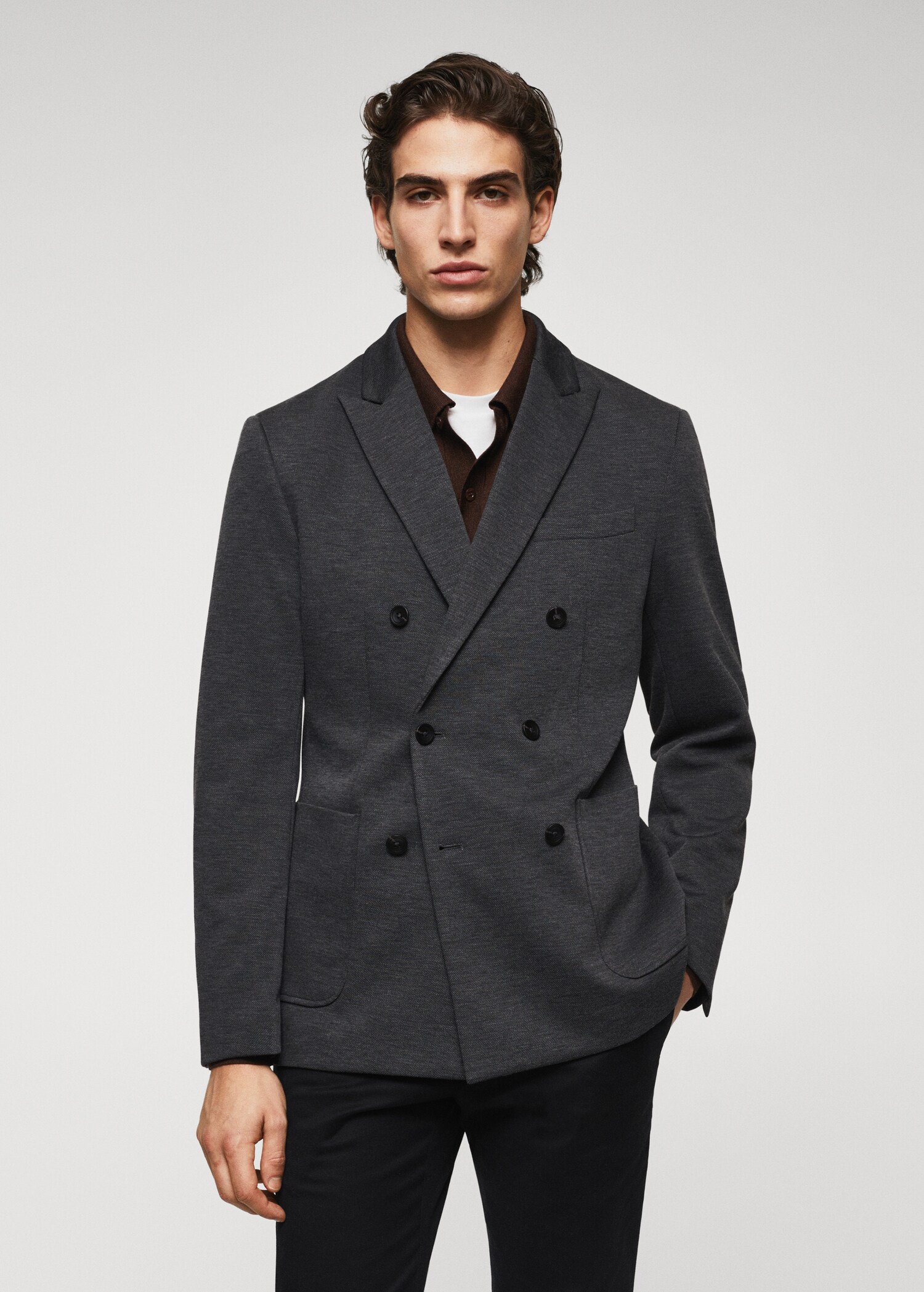 Slim-fit double-breasted jacket - Medium plane