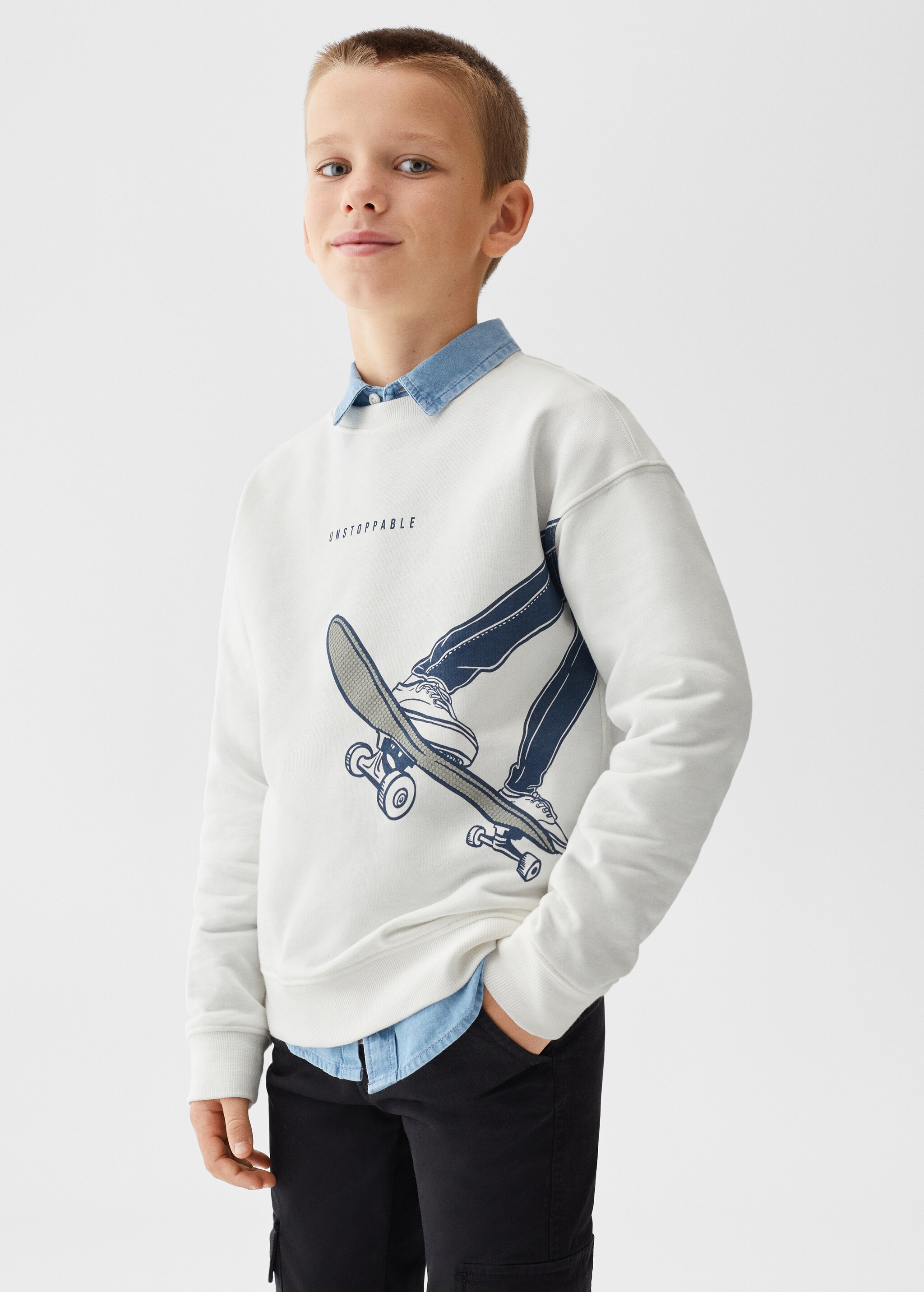 Cotton-blend printed sweatshirt - Medium plane
