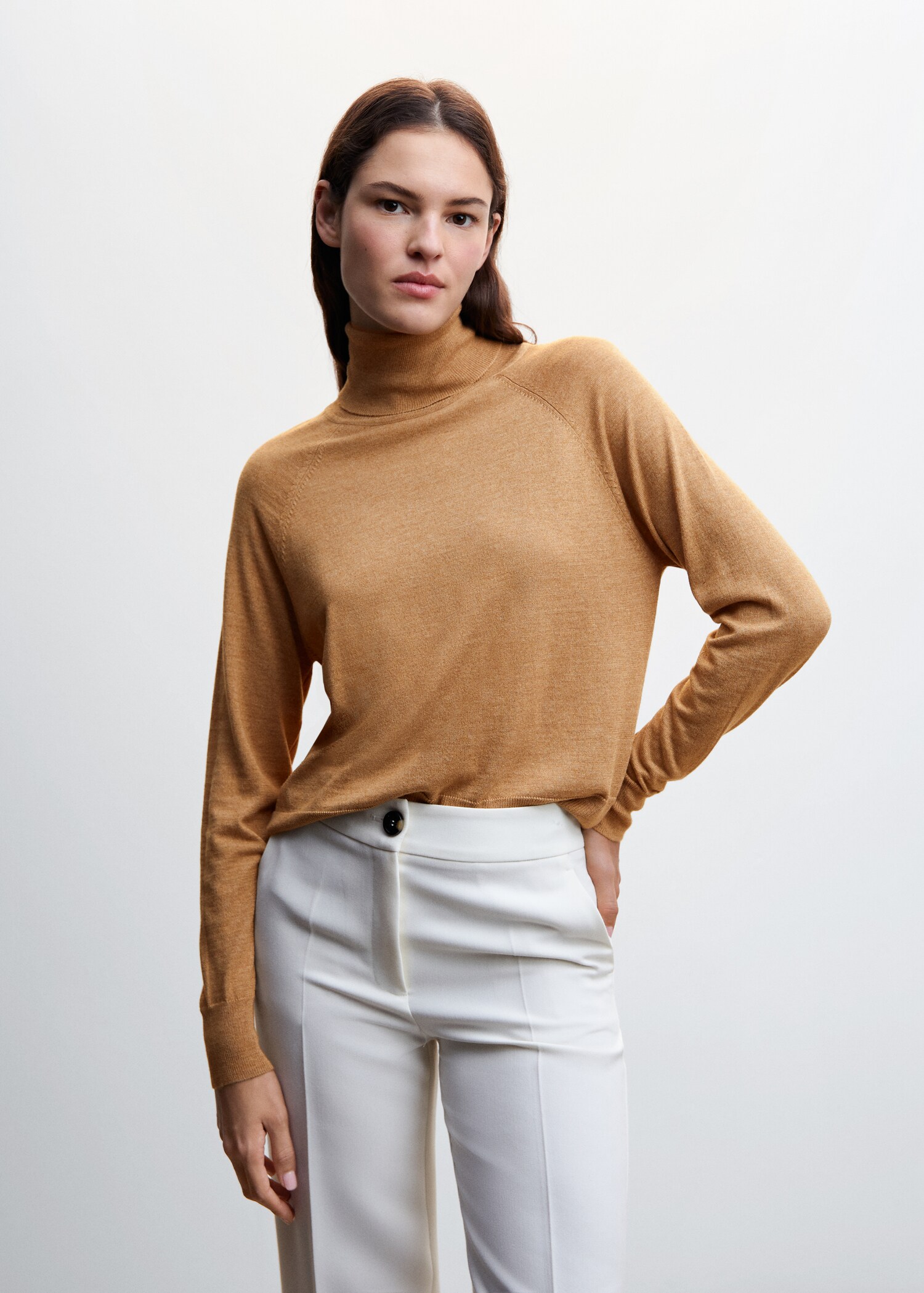 Pull-over maille fine col roulé - Plan moyen