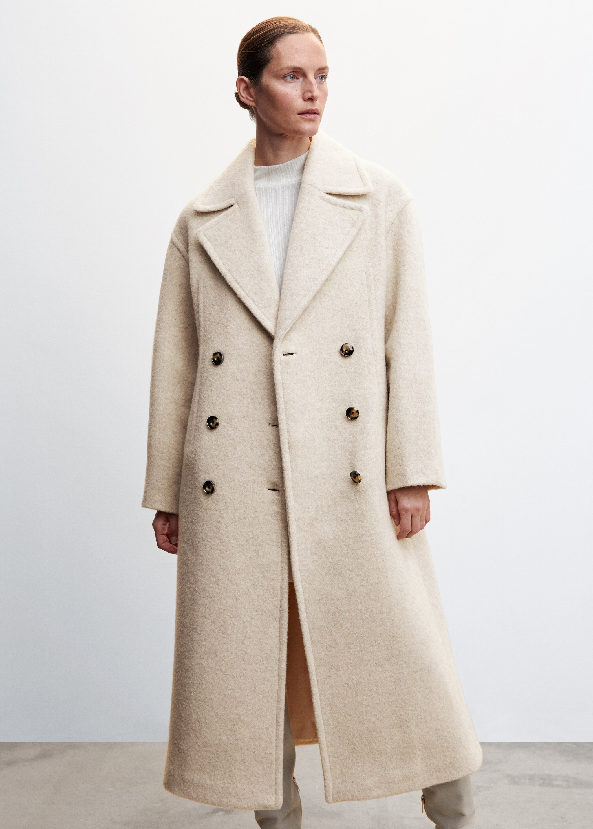 Zweireihiger Mantel aus Woll-Mix - Mittlere Ansicht