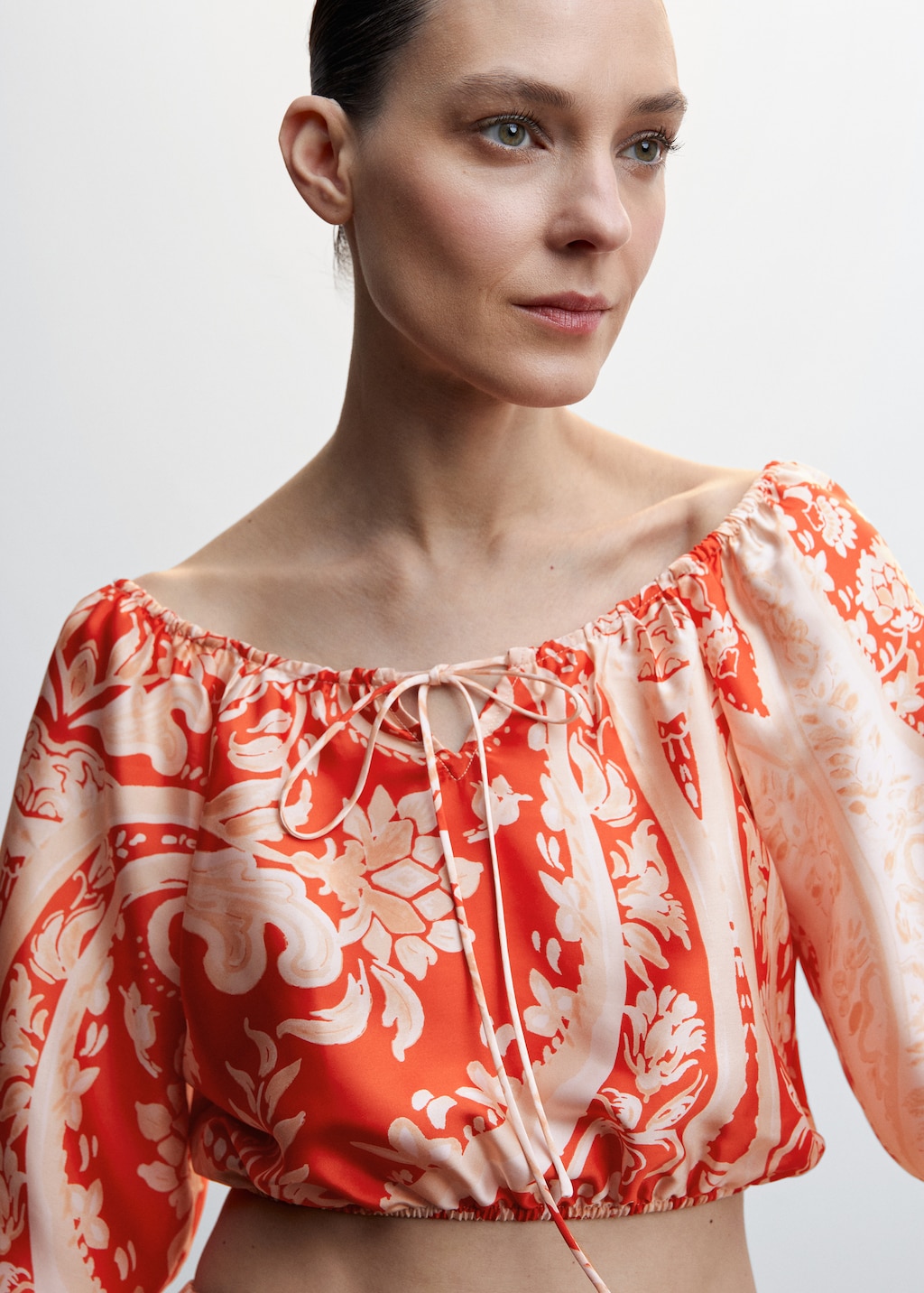 Printed puff sleeve blouse - Women | MANGO OUTLET USA