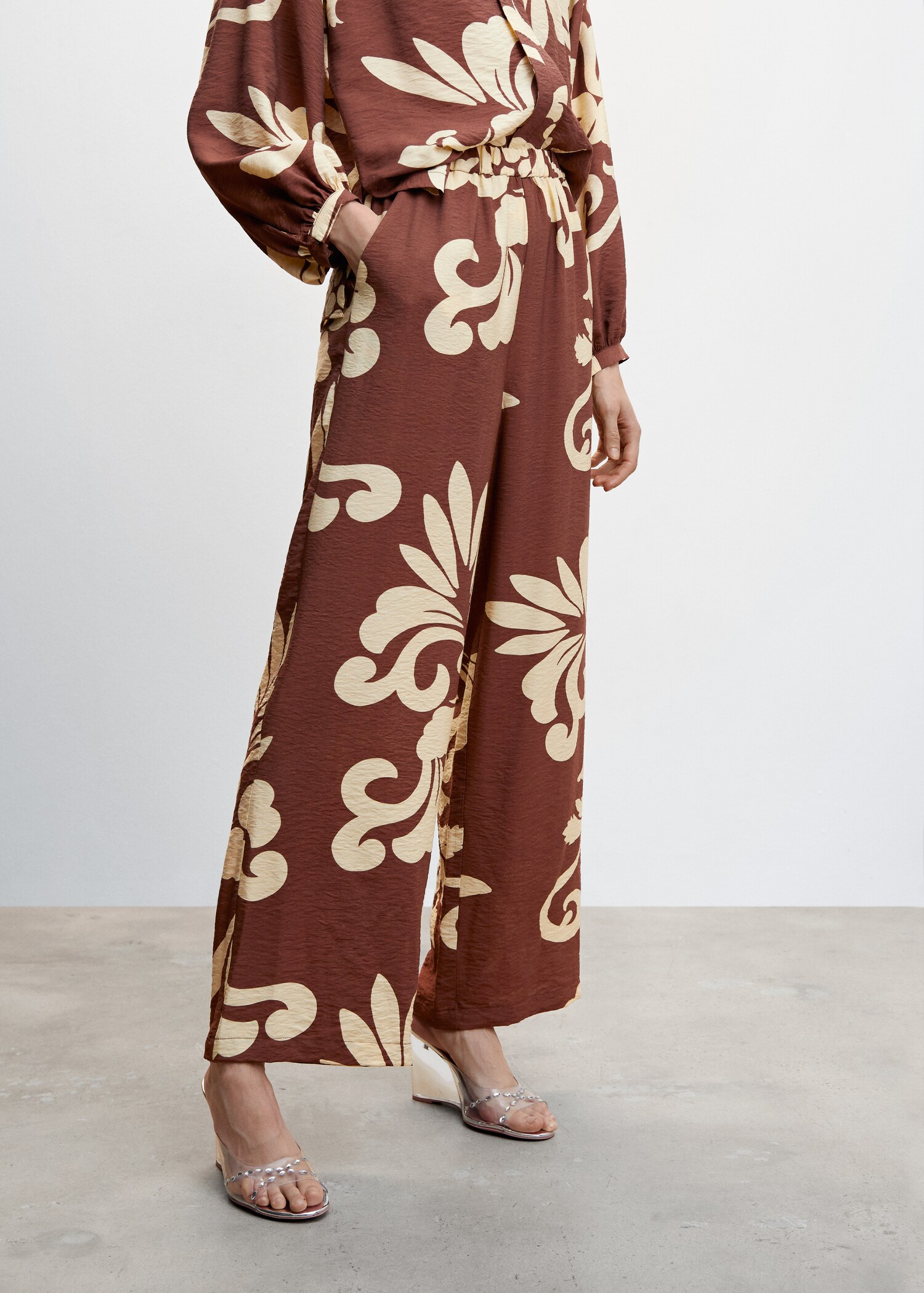 Wide leg printed pants - Medium plane