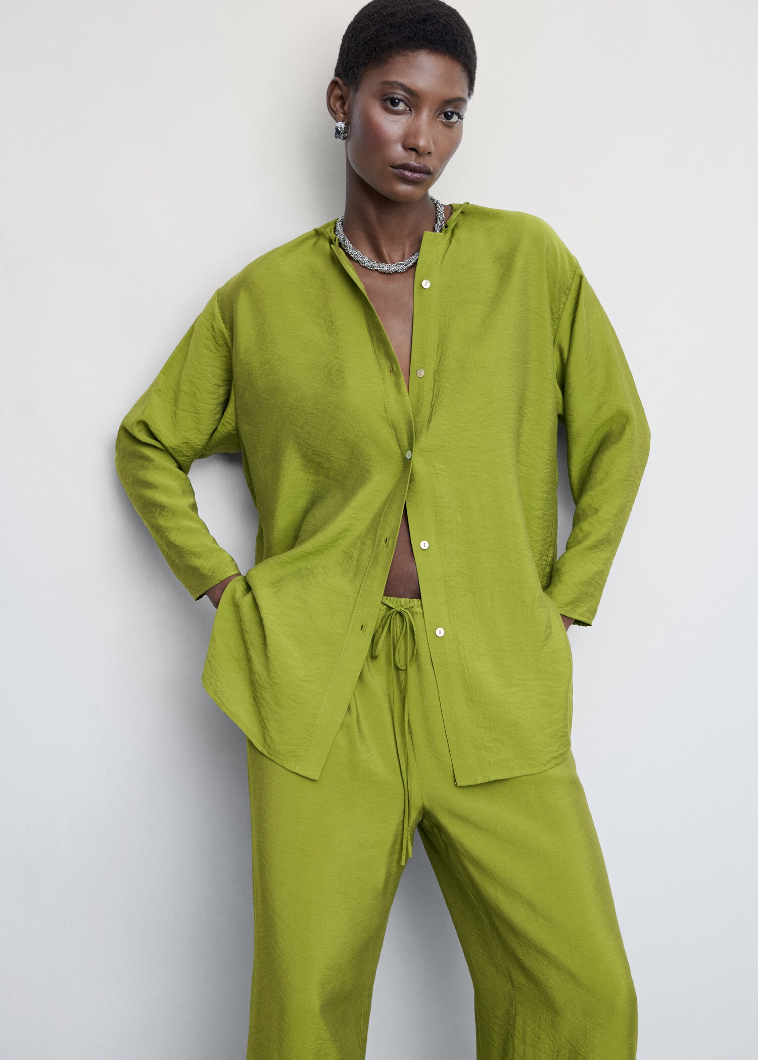 Satin palazzo pants - Details of the article 1