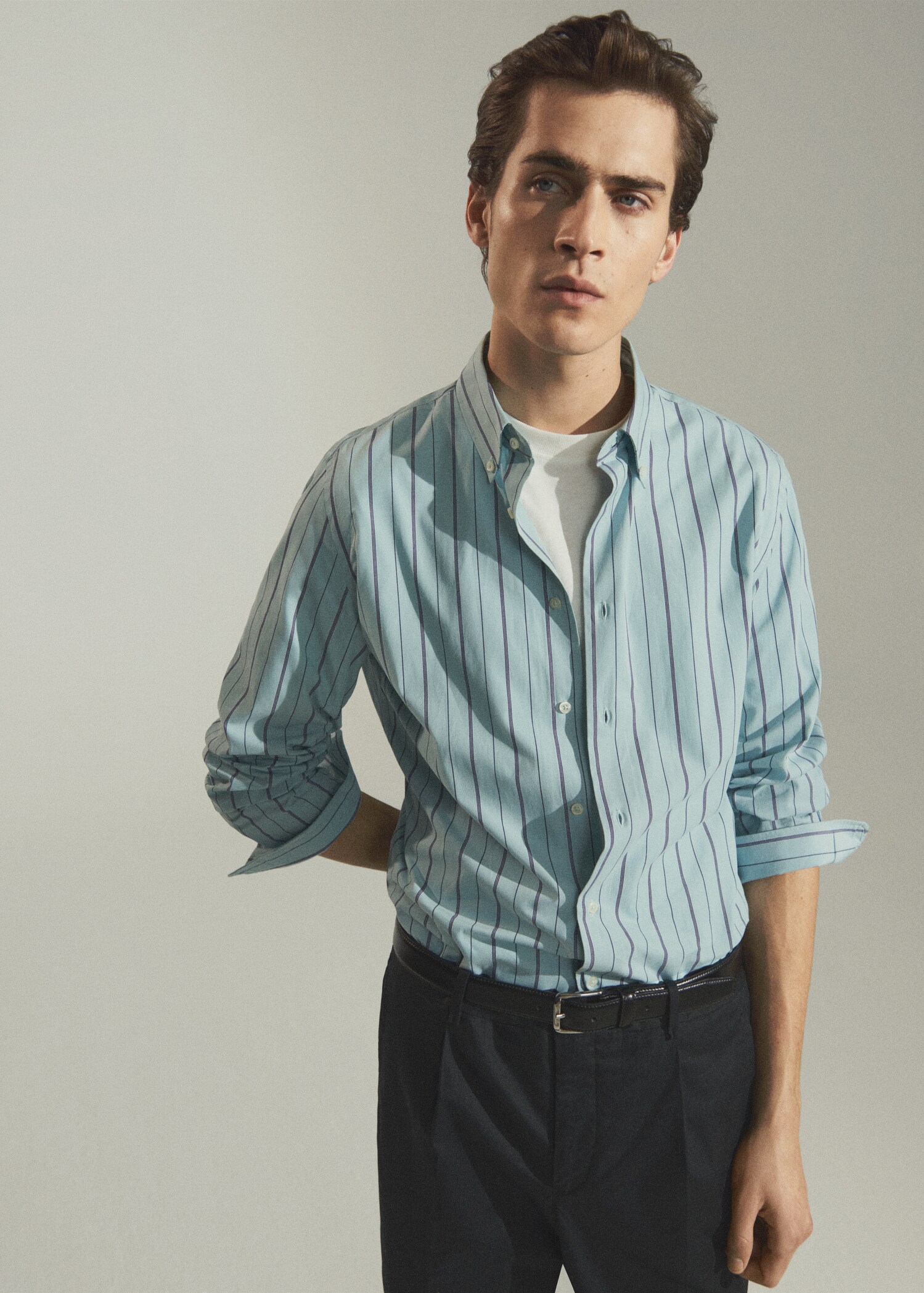 Camisa slim fit cotó ratlles - Detall de l'article 5
