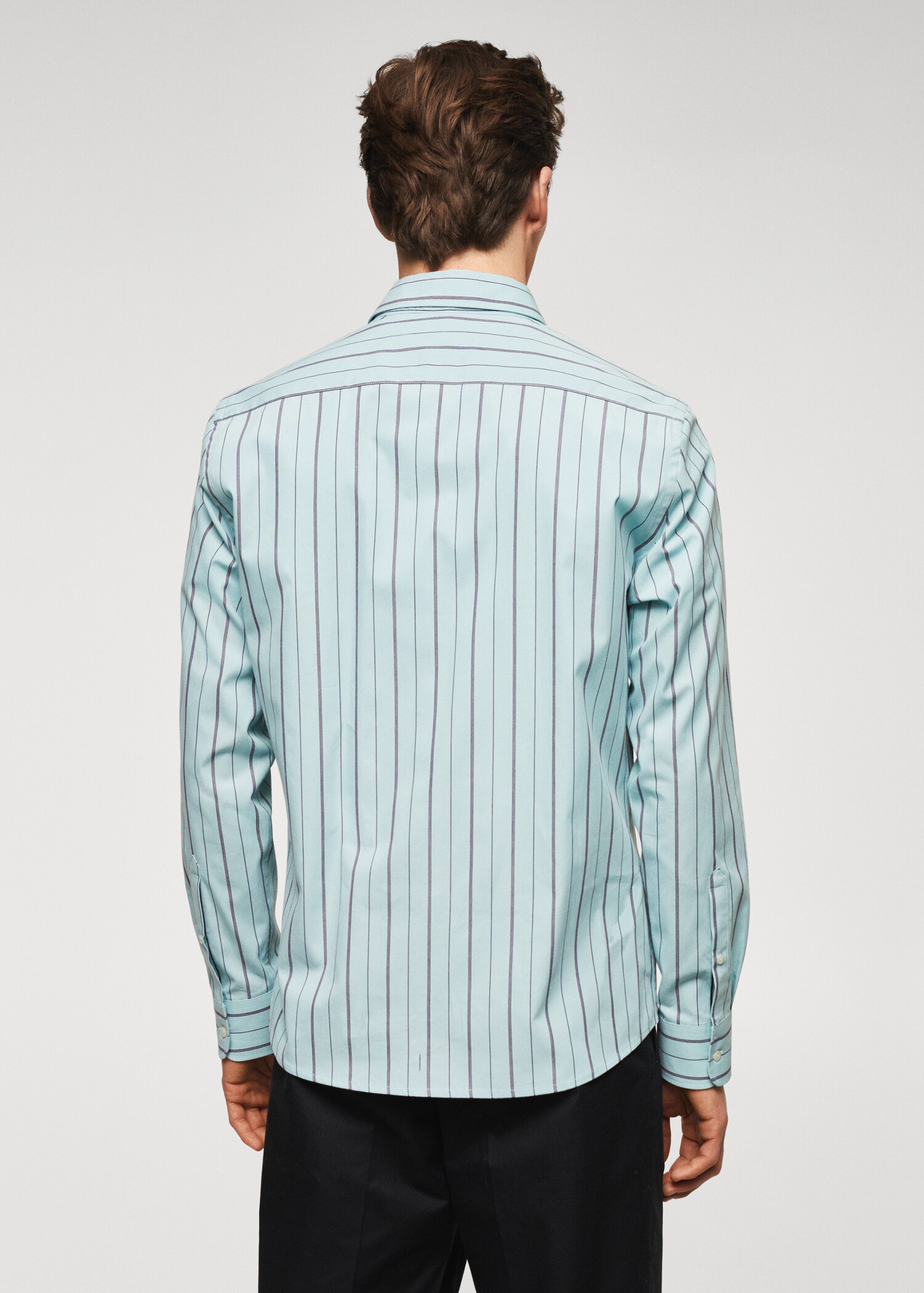 Camisa slim fit cotó ratlles - Revers de l'article