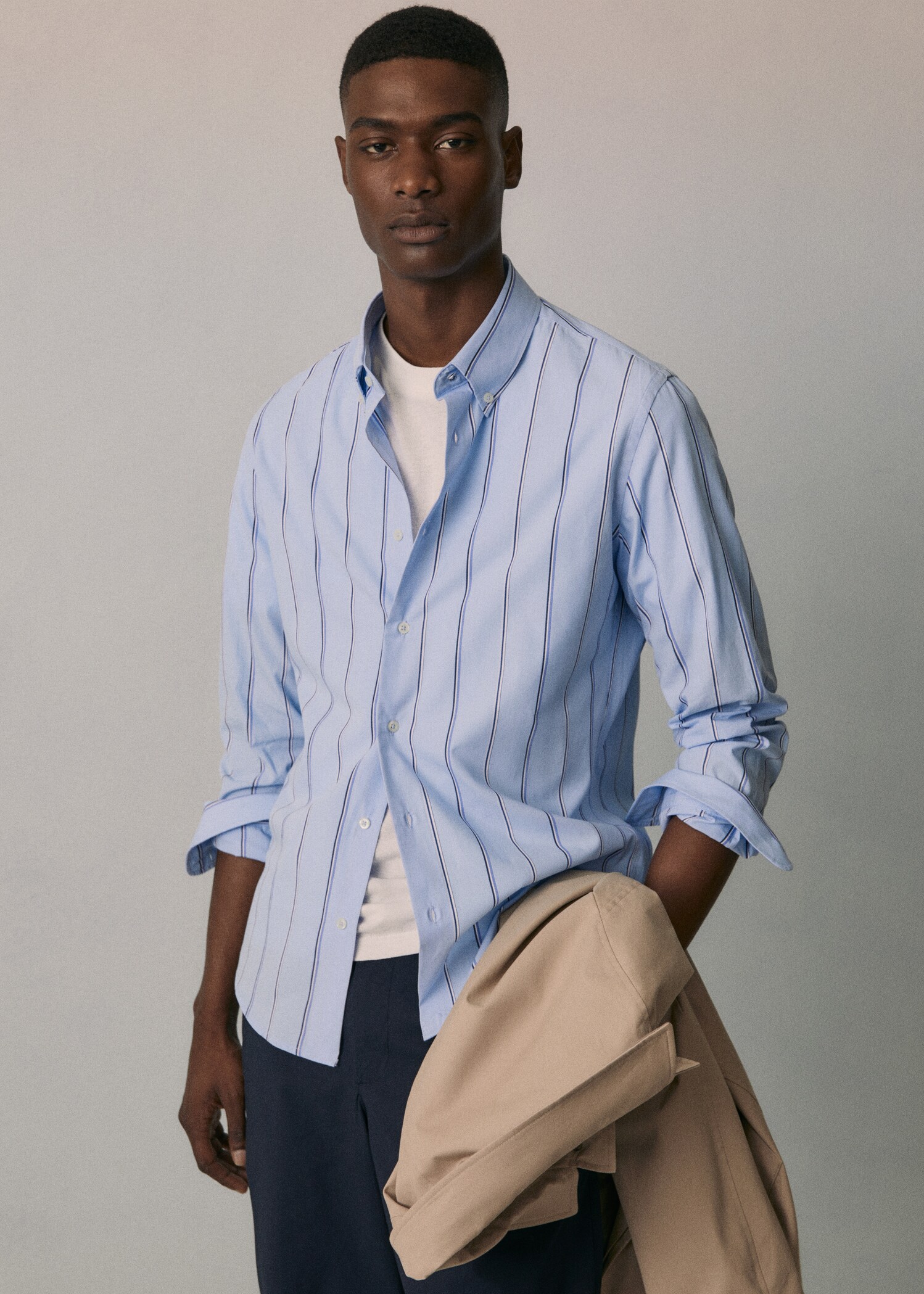 Camisa slim fit cotó ratlles - Detall de l'article 5