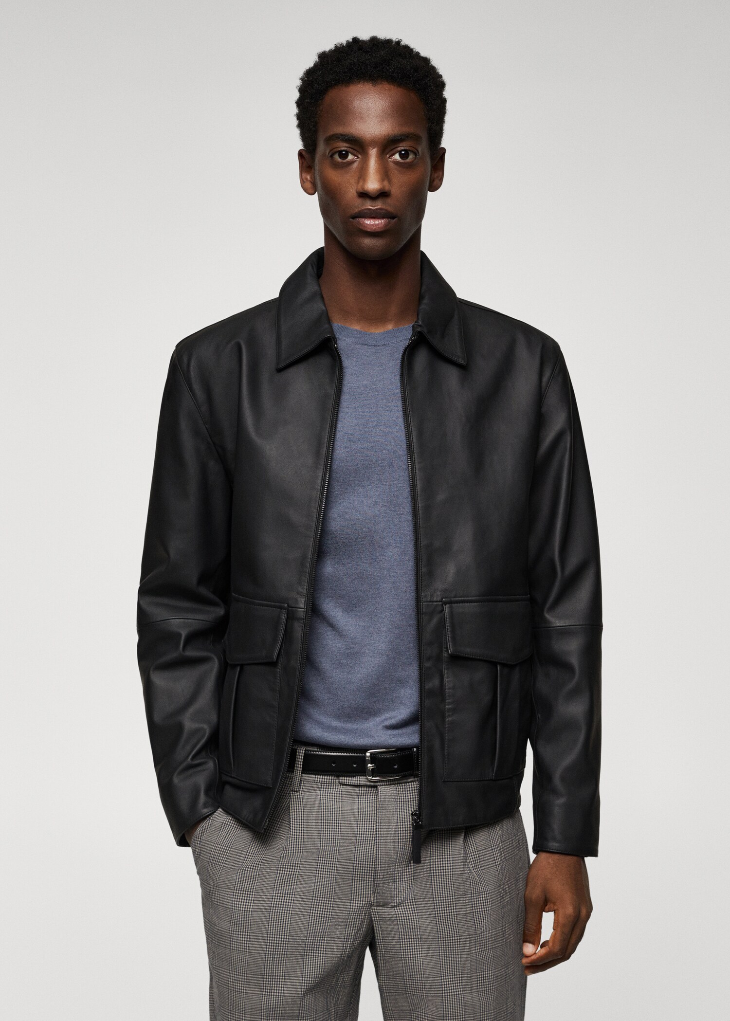 Lederjacke mit Taschen - Mittlere Ansicht