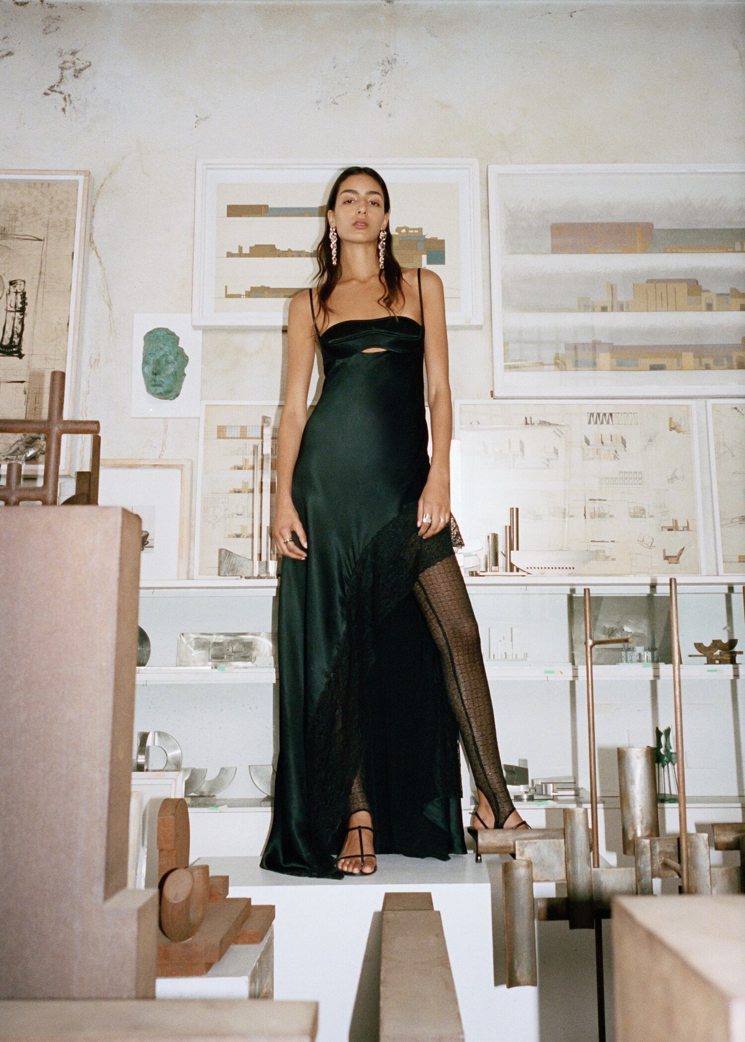 Satin-effect dress with corset neckline  - Details of the article 7