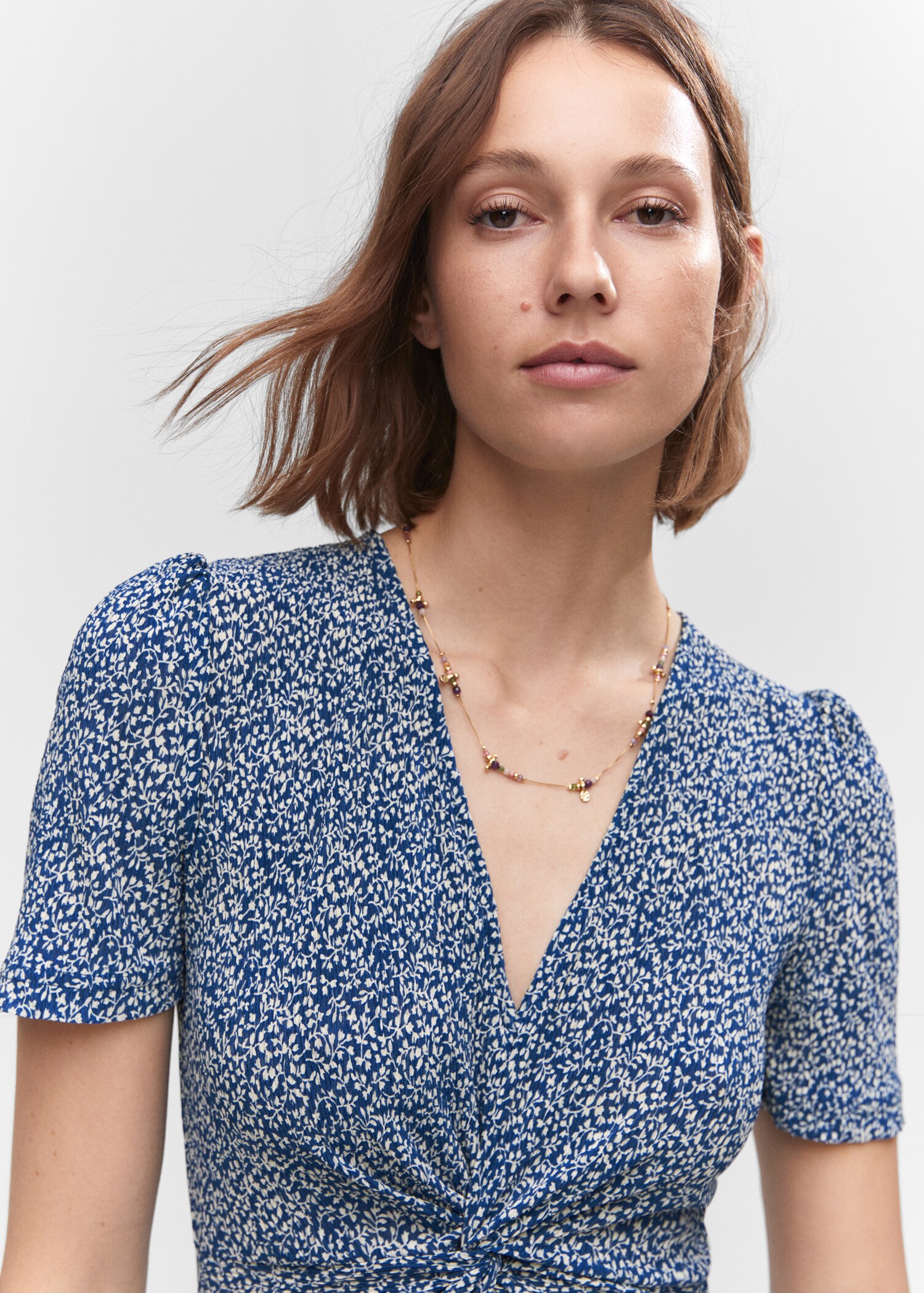 Textured printed dress - Details of the article 1