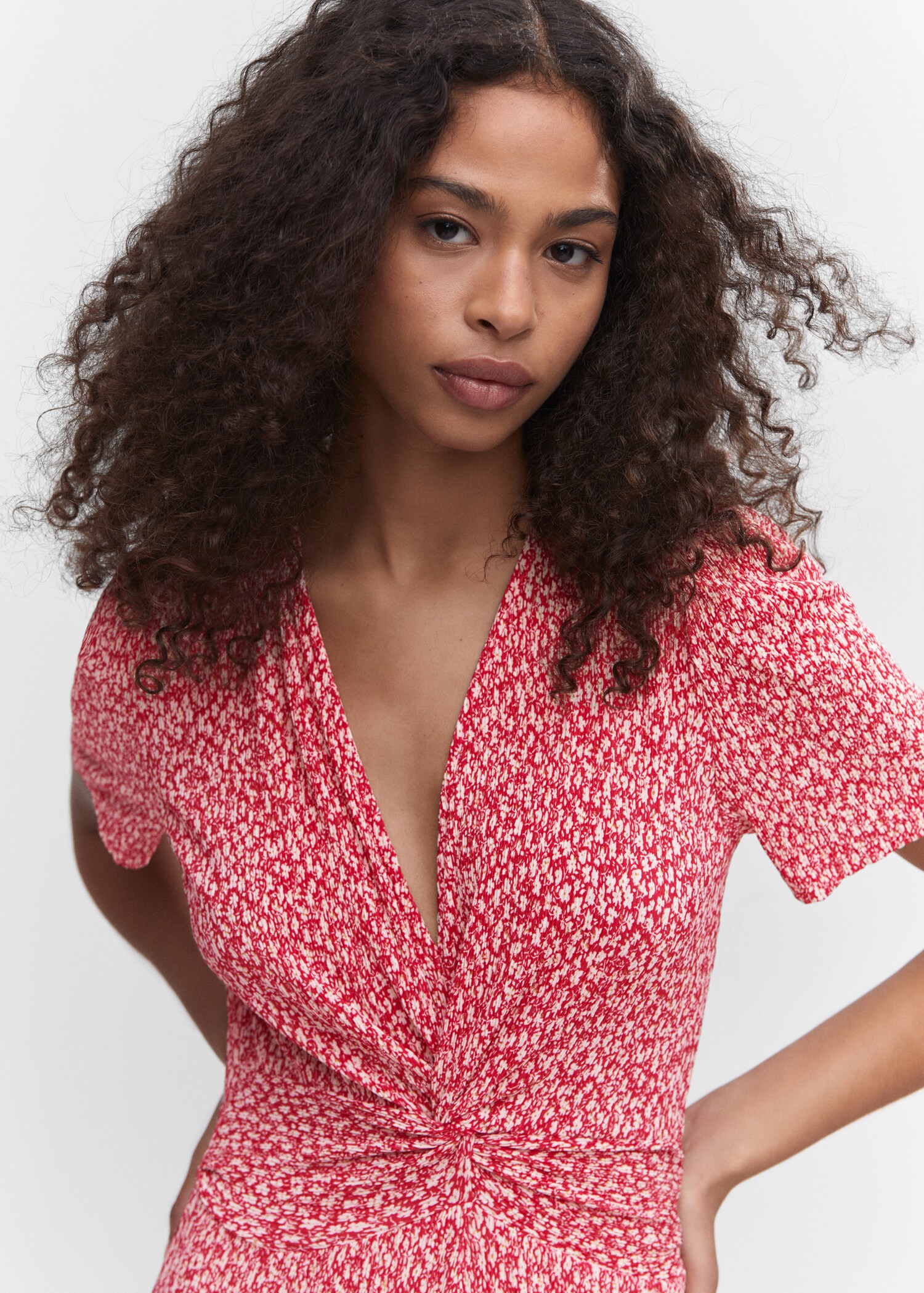 Textured printed dress - Details of the article 1