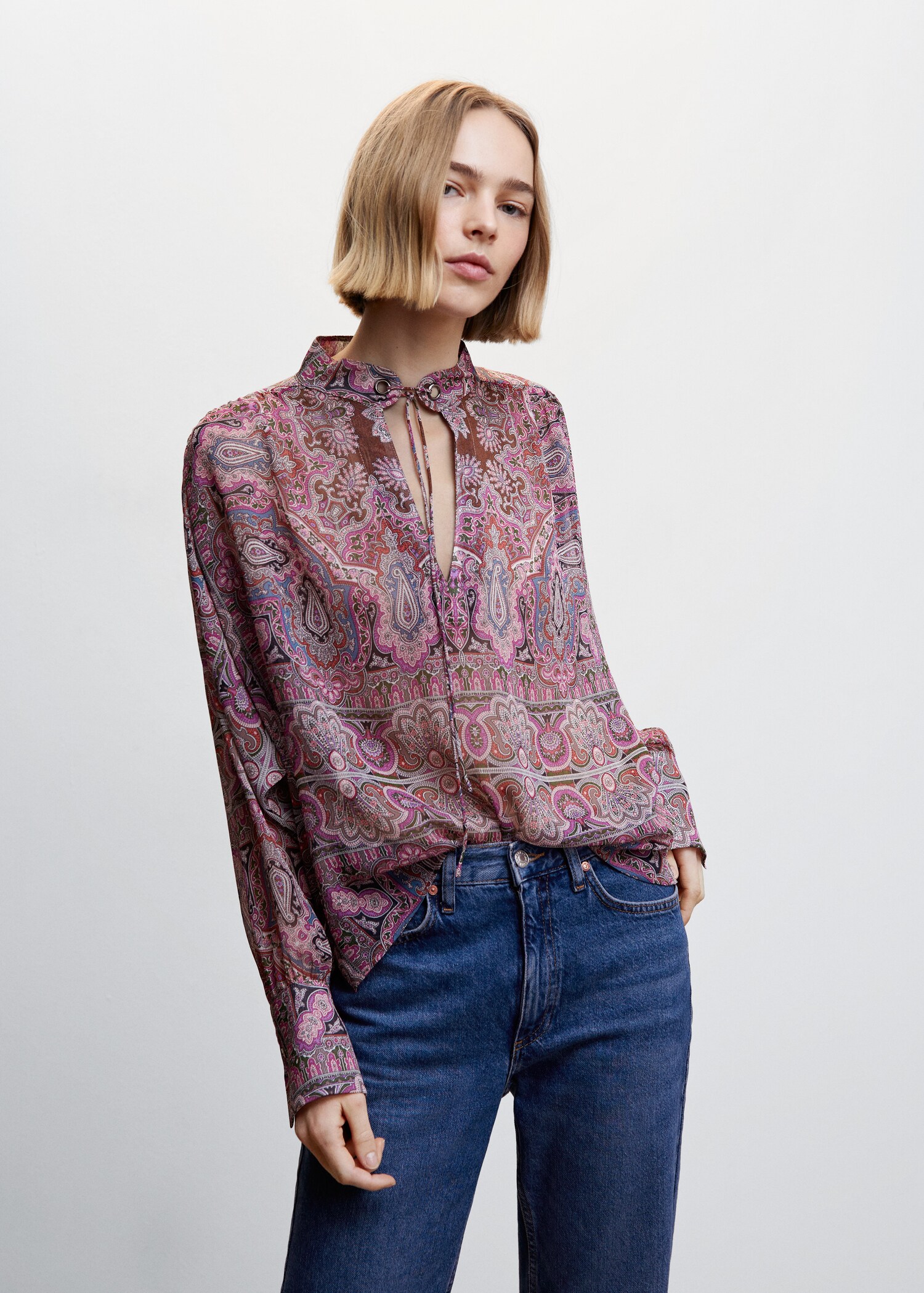 Bow printed blouse - Medium plane
