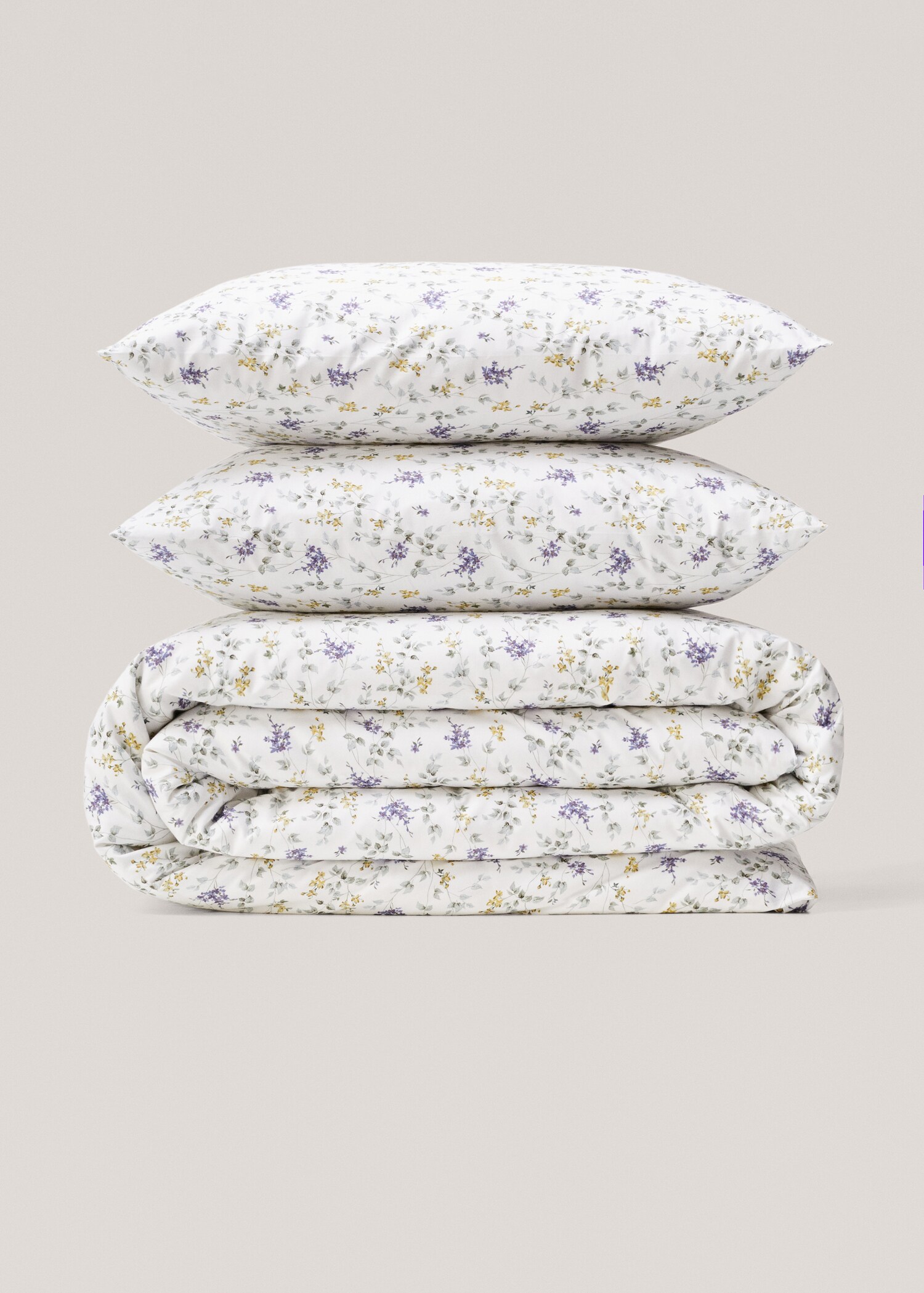 Floral and striped reversible duvet cover Single bed - Article without model
