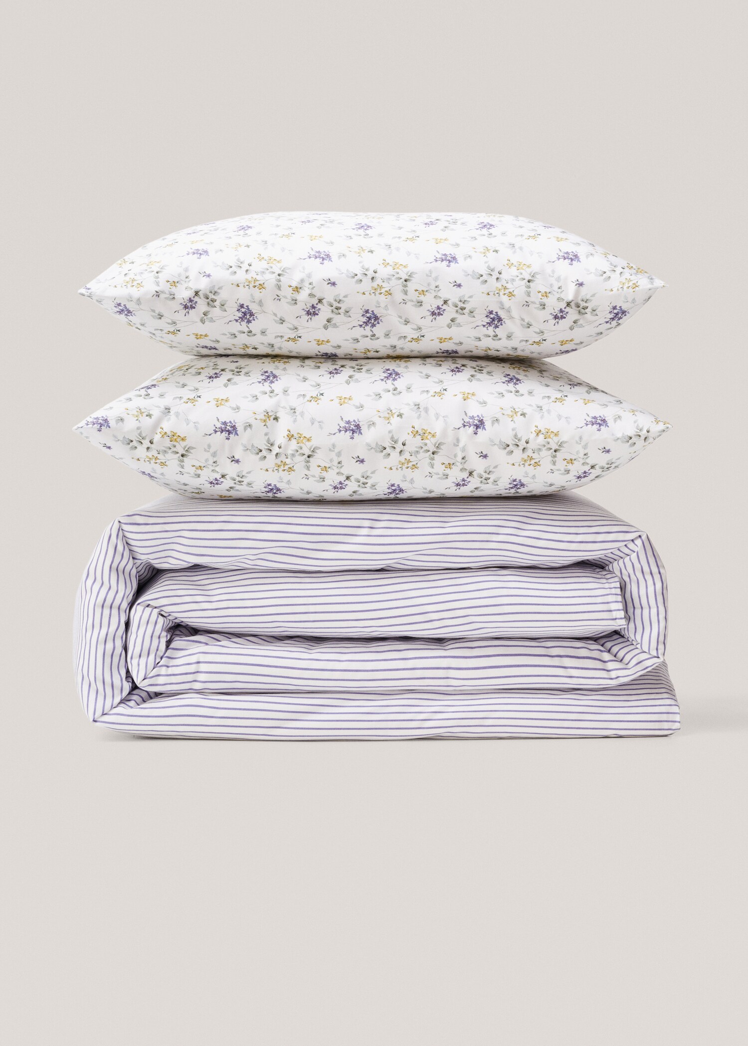 Floral and striped reversible duvet cover Single bed - Details of the article 4