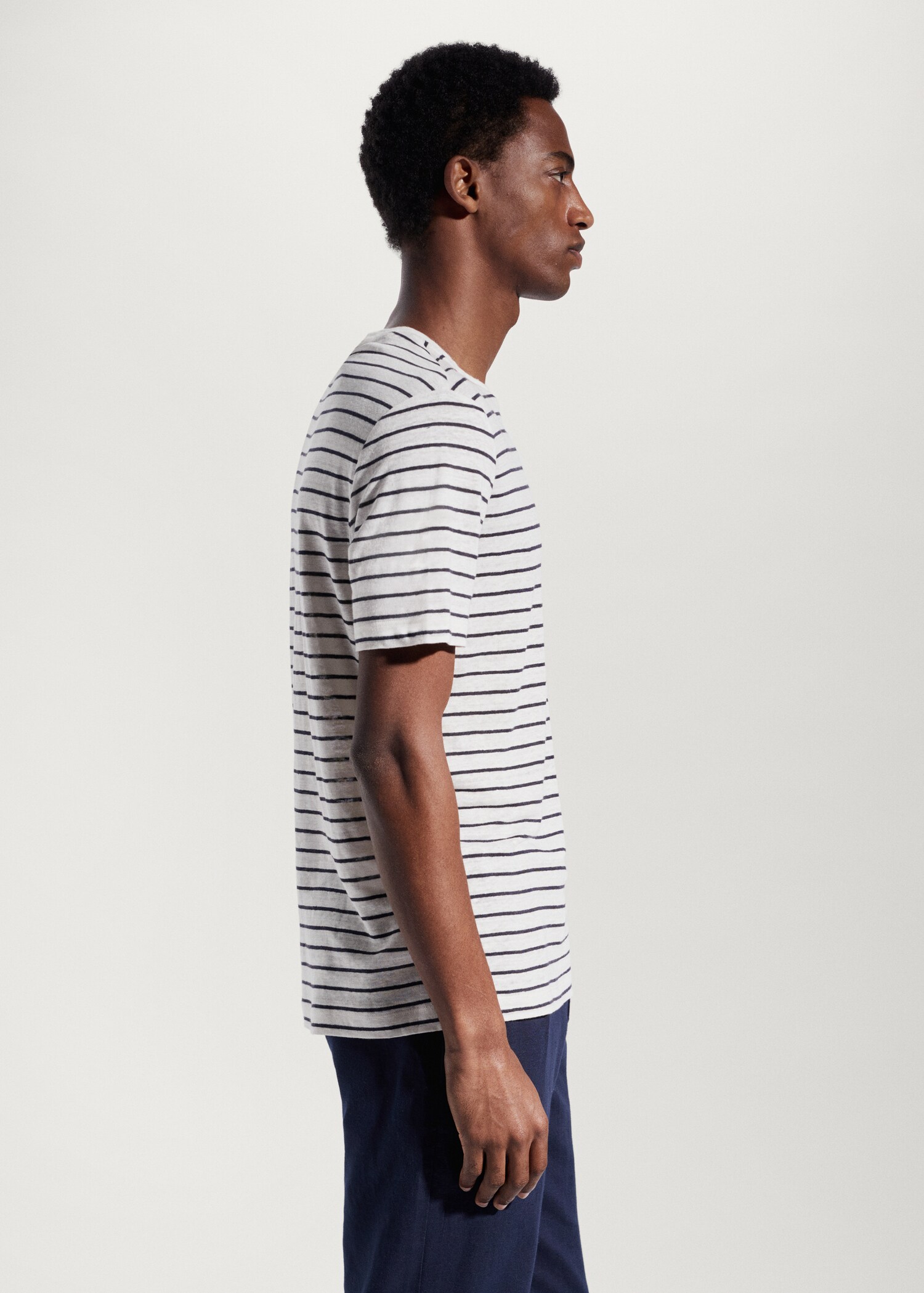 100% linen striped t-shirt - Details of the article 2