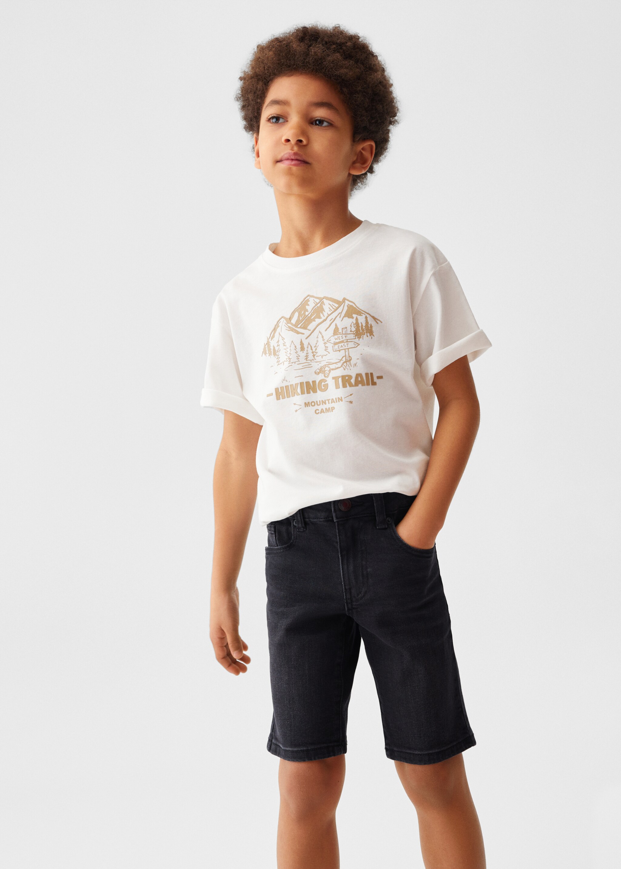 Cotton denim shorts - Medium plane, Black denim. Ref: 47055941-00.