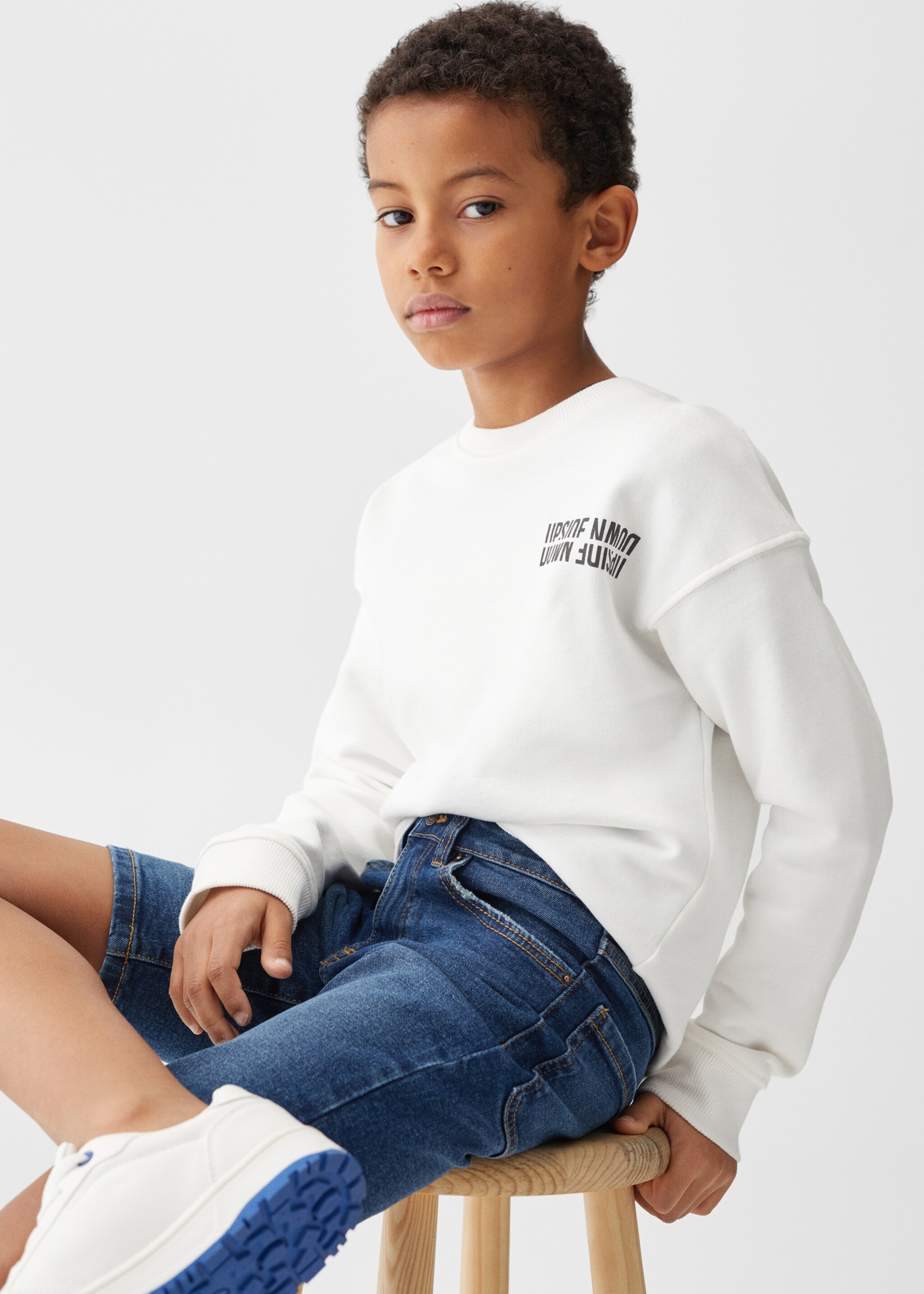 Cotton denim shorts - Details of the article 2, Dark Blue. Ref: 47055941-00.