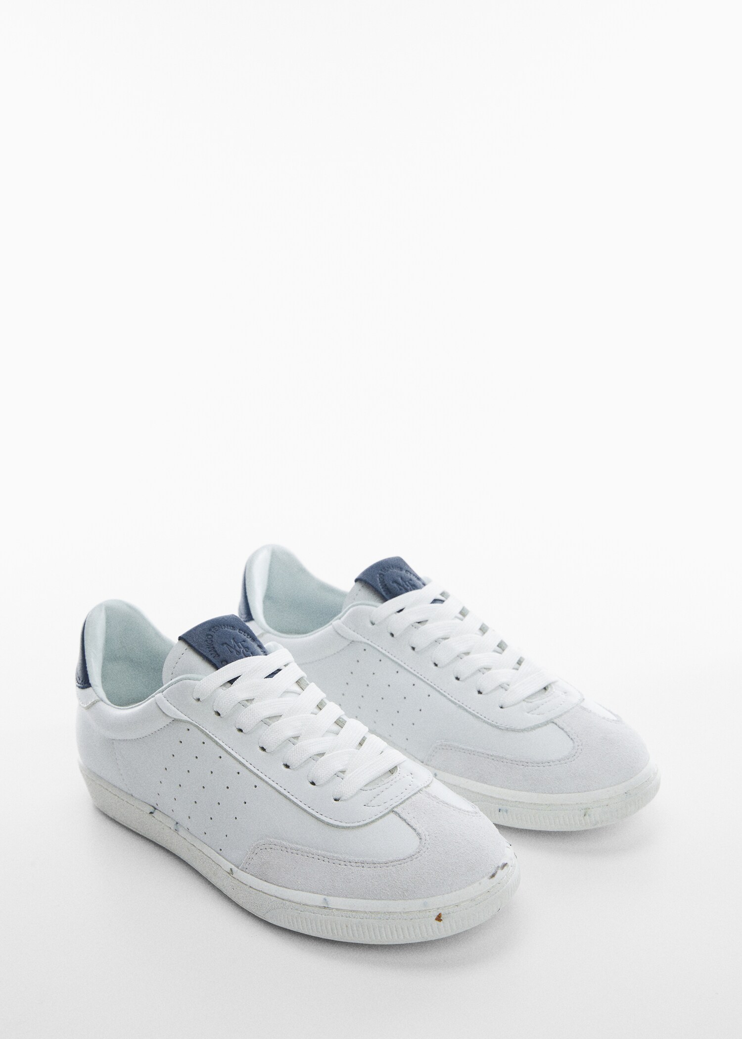 Contrasting panel leather sneakers - Medium plane