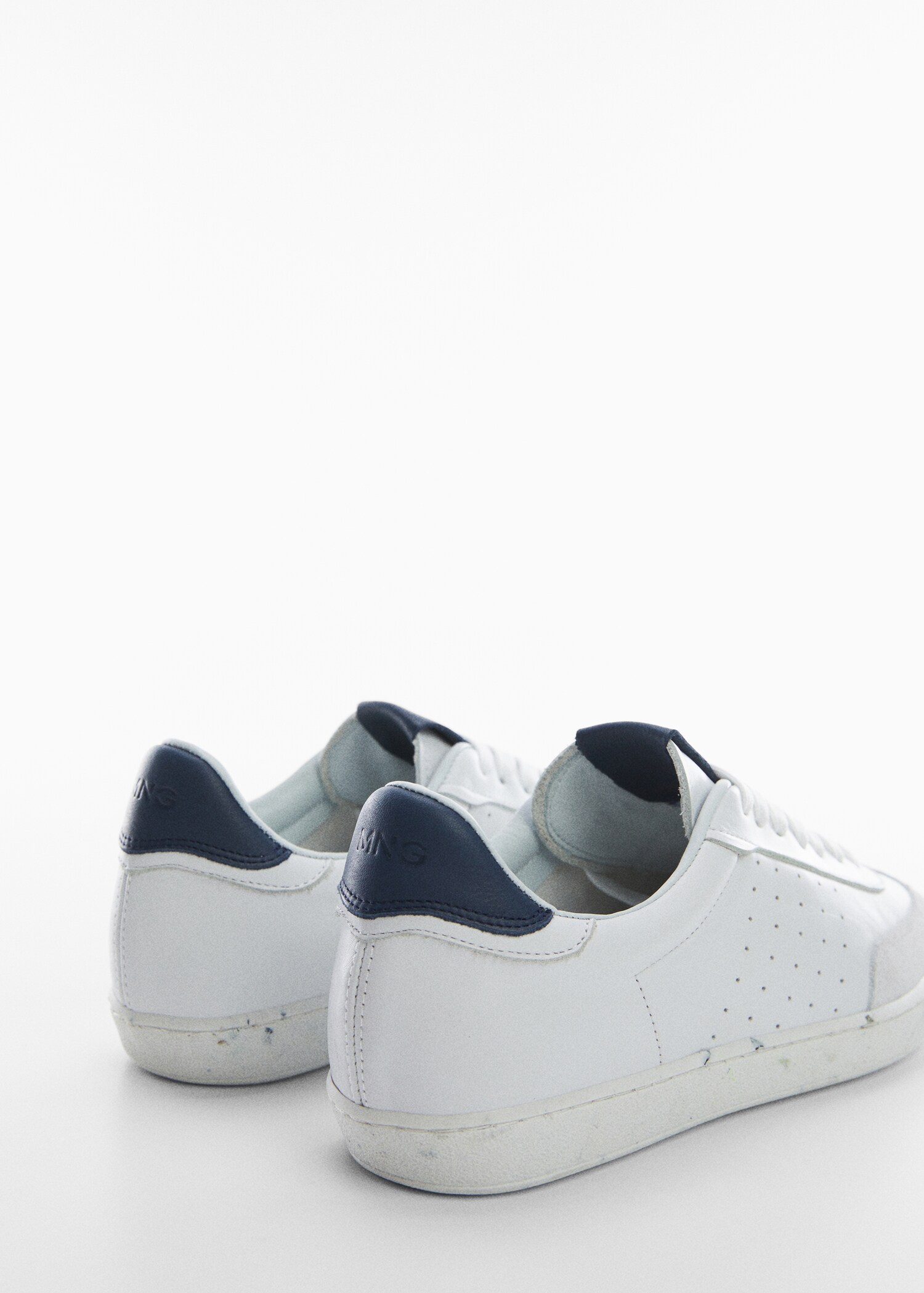 Contrasting panel leather sneakers - Details of the article 1