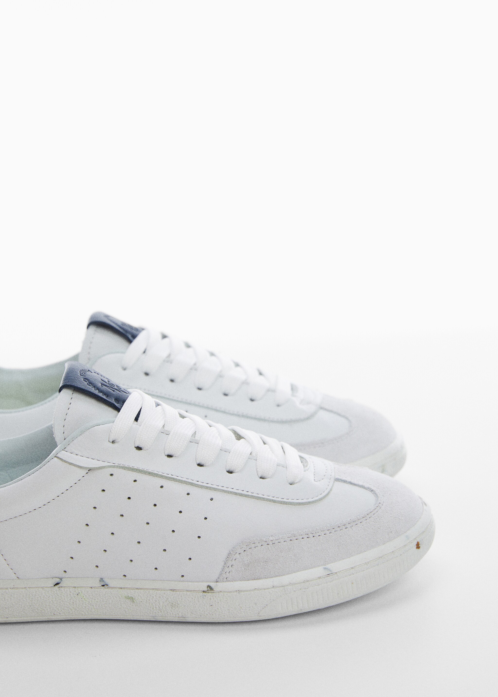 Contrasting panel leather sneakers - Details of the article 3