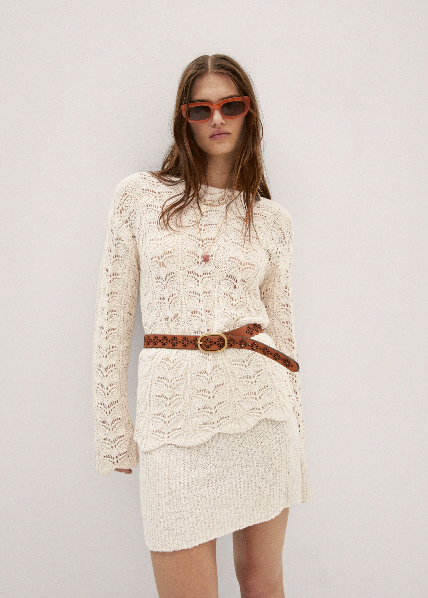 Scalloped openwork sweater - Medium plane