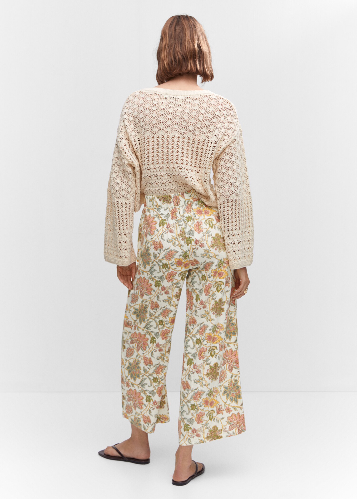 Linen floral culotte trousers - Reverse of the article