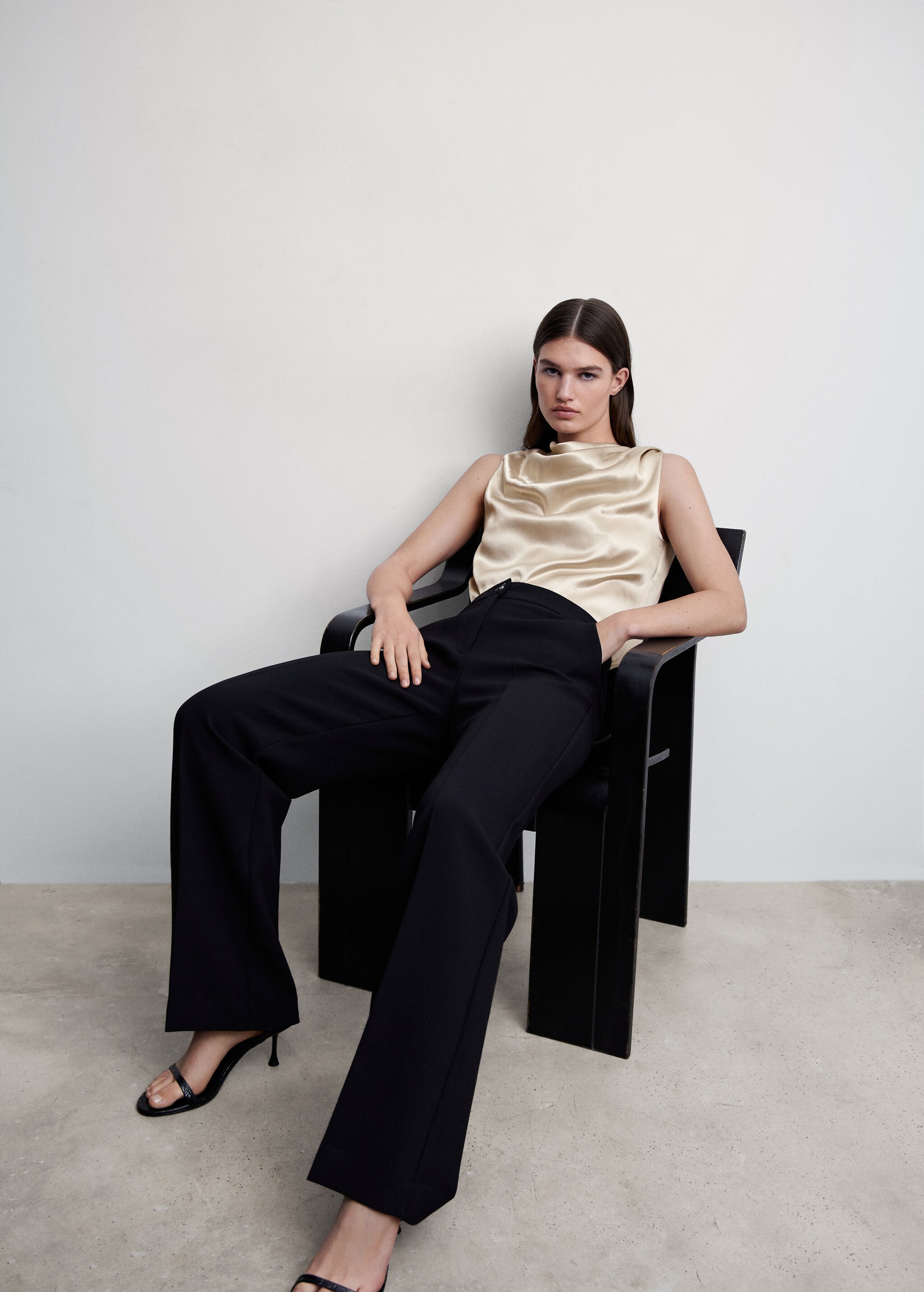 Satin blouse with draped neck  - Details of the article 2